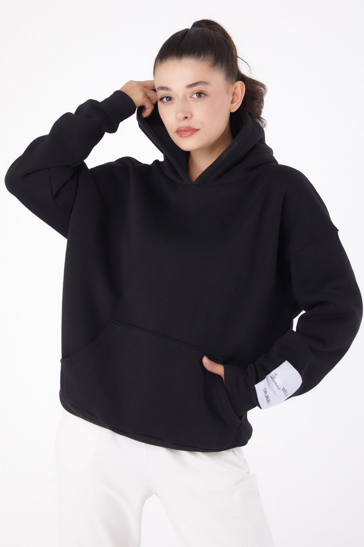 Kapşonlu Sweat Siyah - 26219 - 1