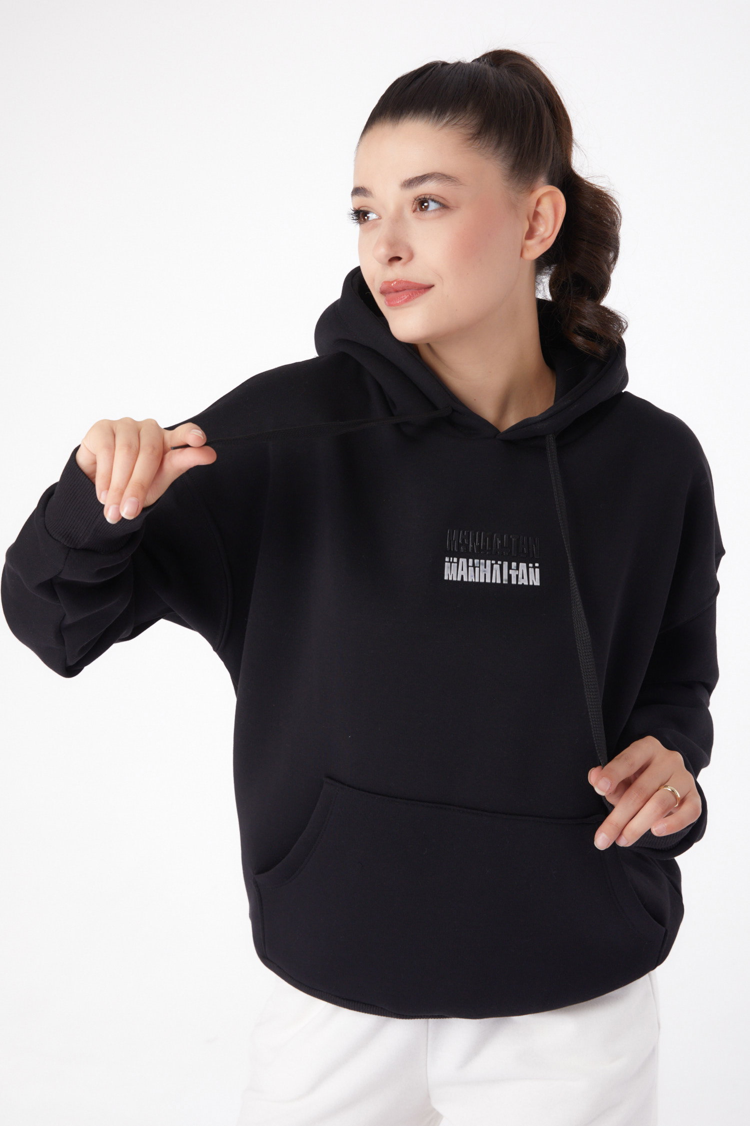 Kapşonlu Sweat Siyah - 26220 - 1
