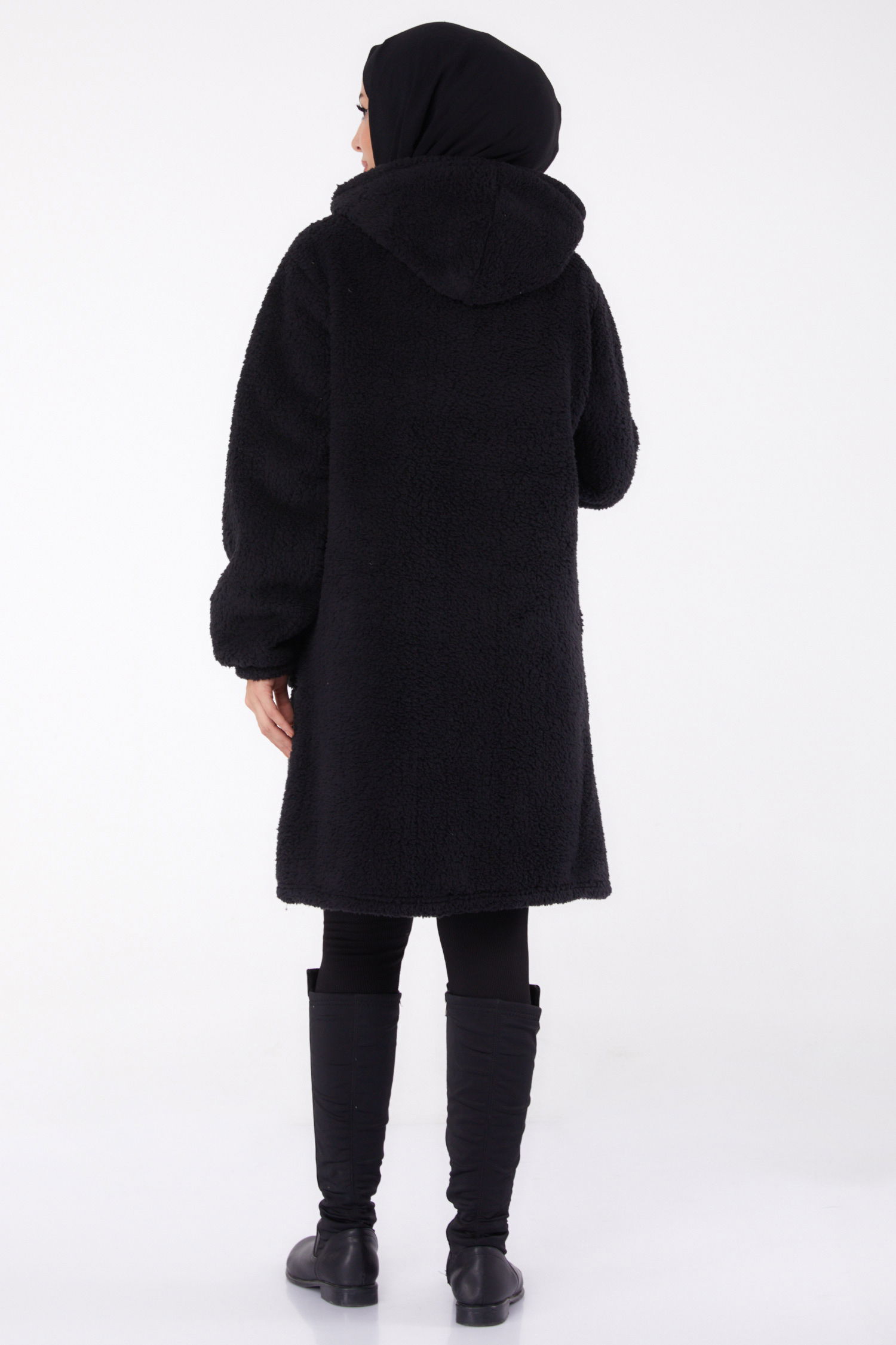 Peluş Mont Siyah - 13352 - 6