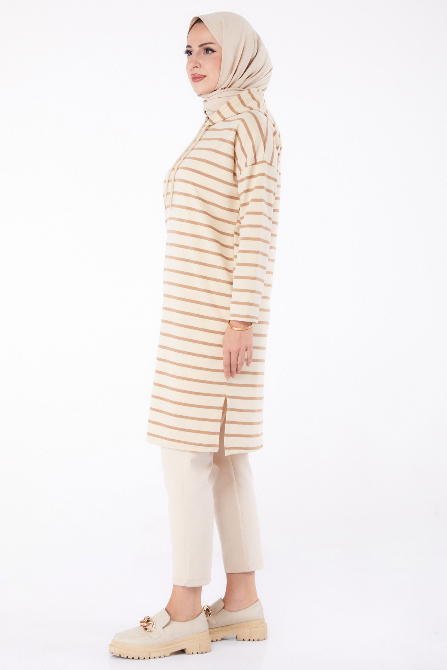 Çizgili Tunik Vizon - 26377 - 5