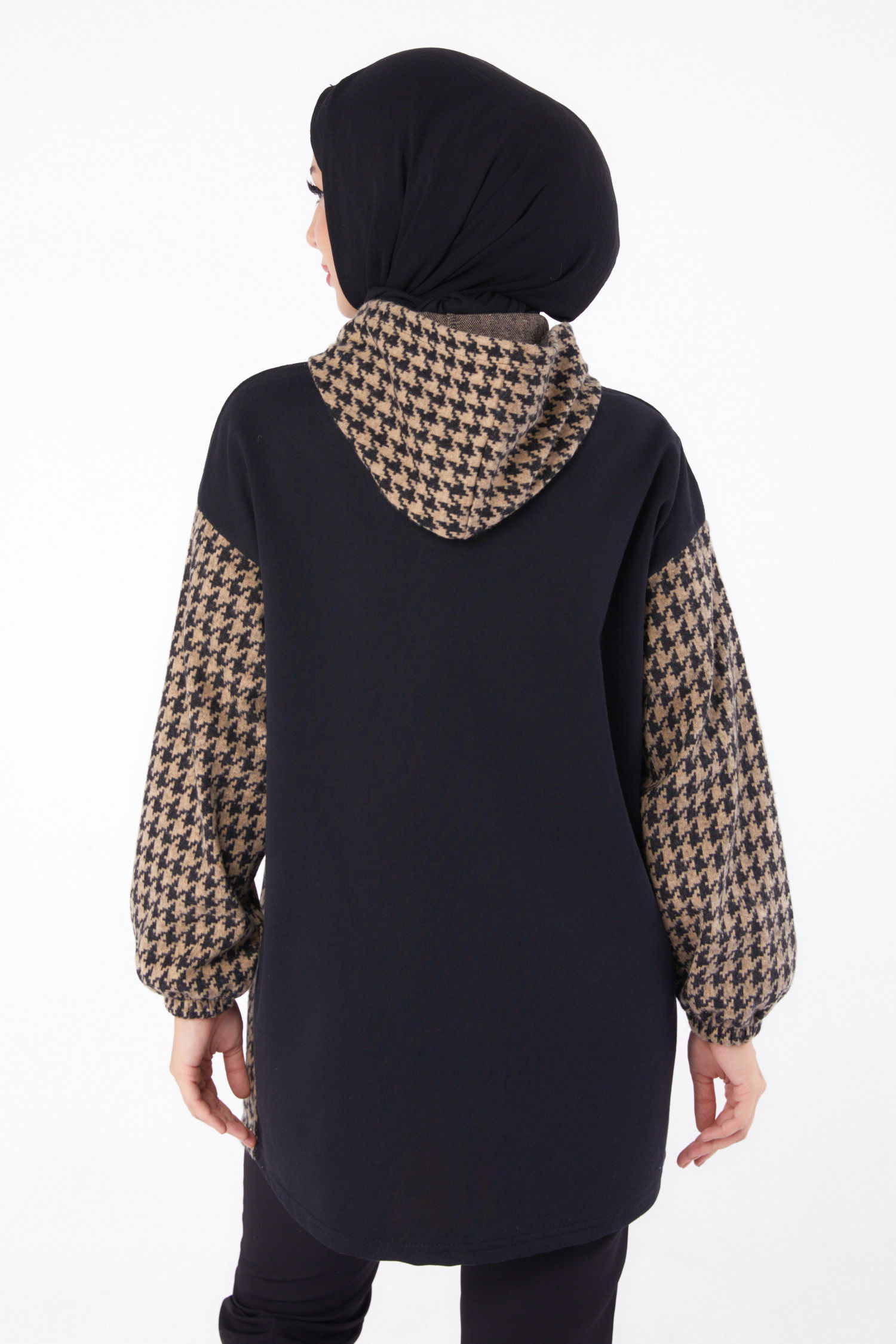 Fermuarlı Garnili sweatshirt Vizon - 13314 - 5