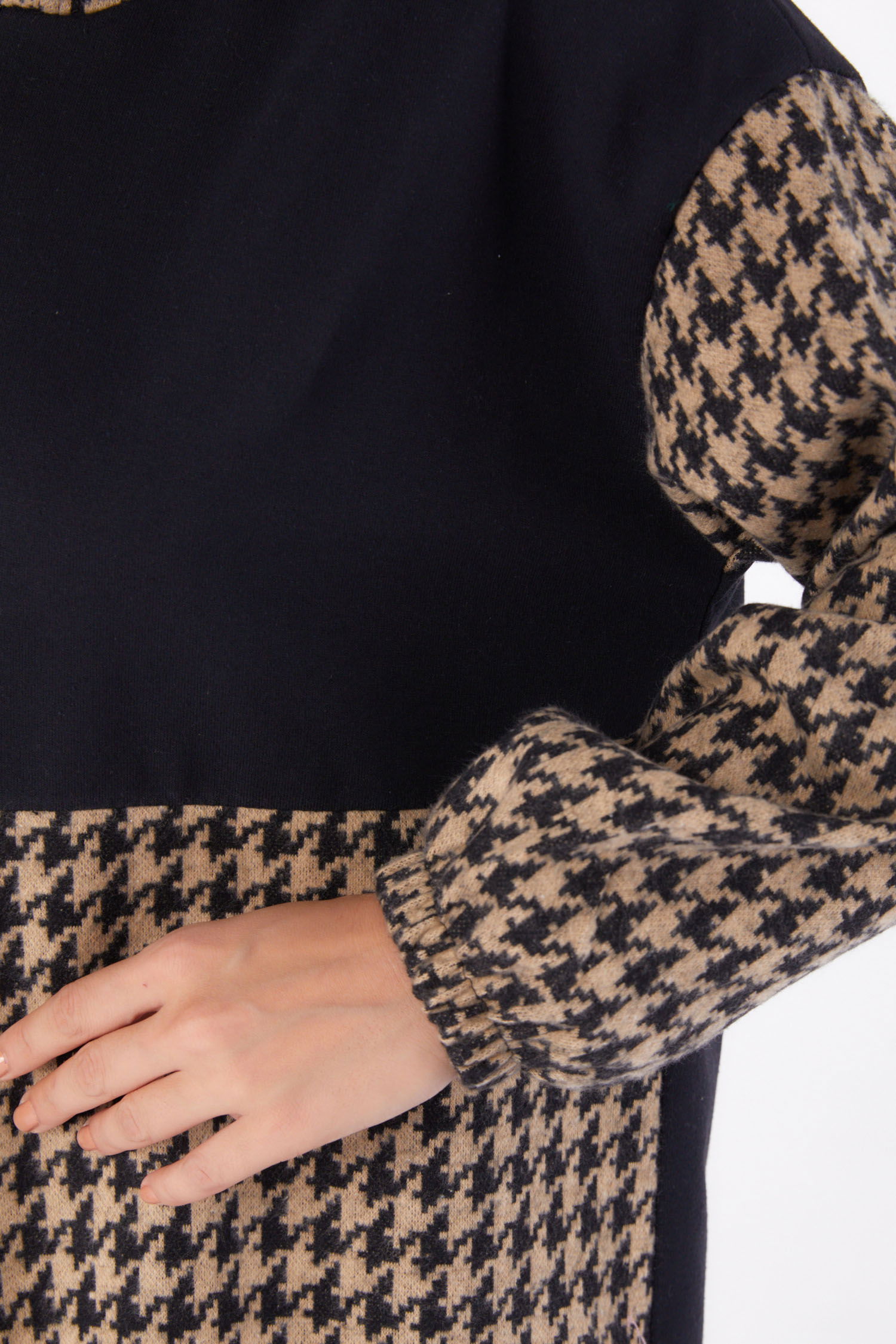 Fermuarlı Garnili sweatshirt Vizon - 13314 - 6