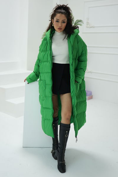 Uzun Şişme Mont Yesil - 26602 
