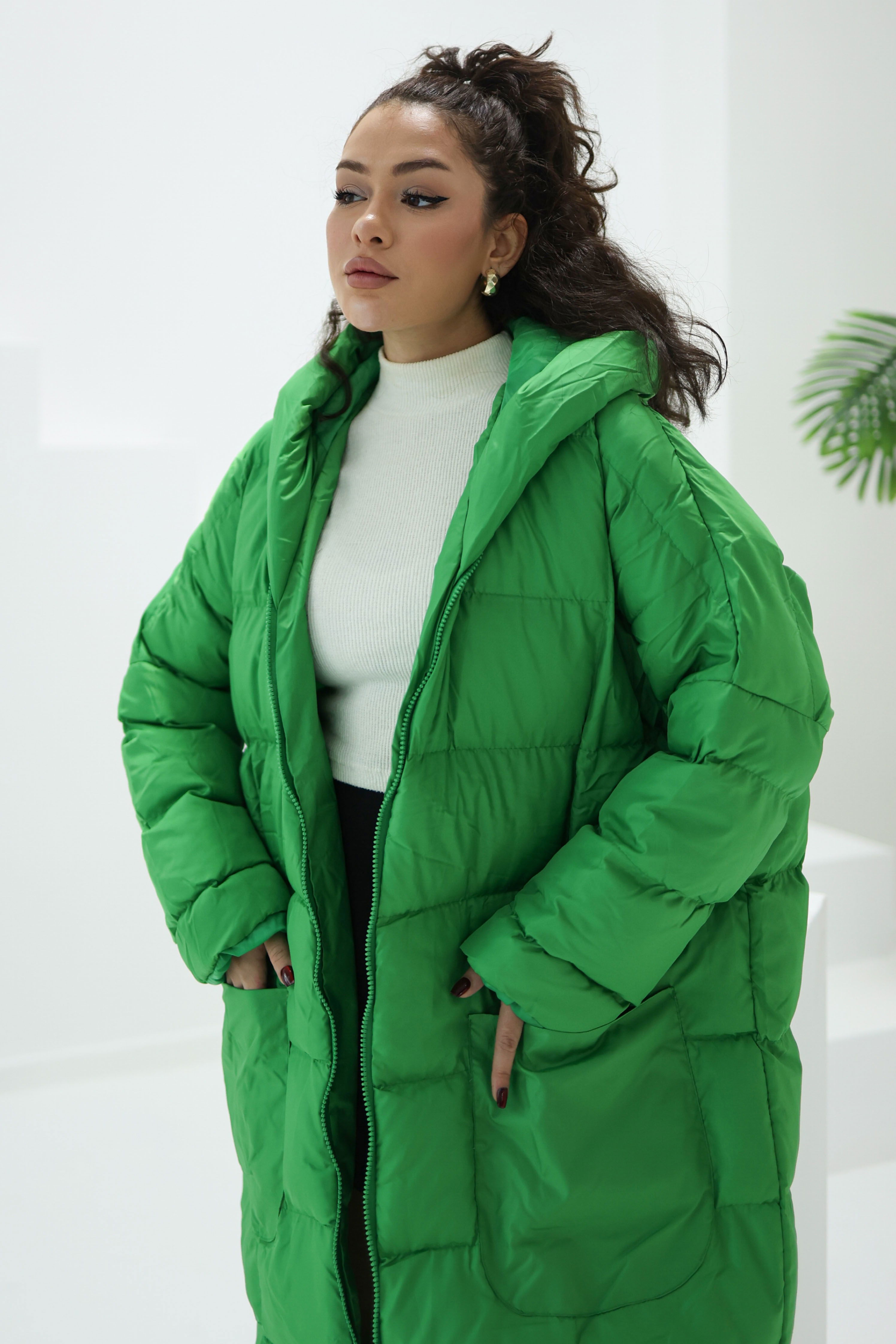 Uzun Şişme Mont Yesil - 26602 - 2