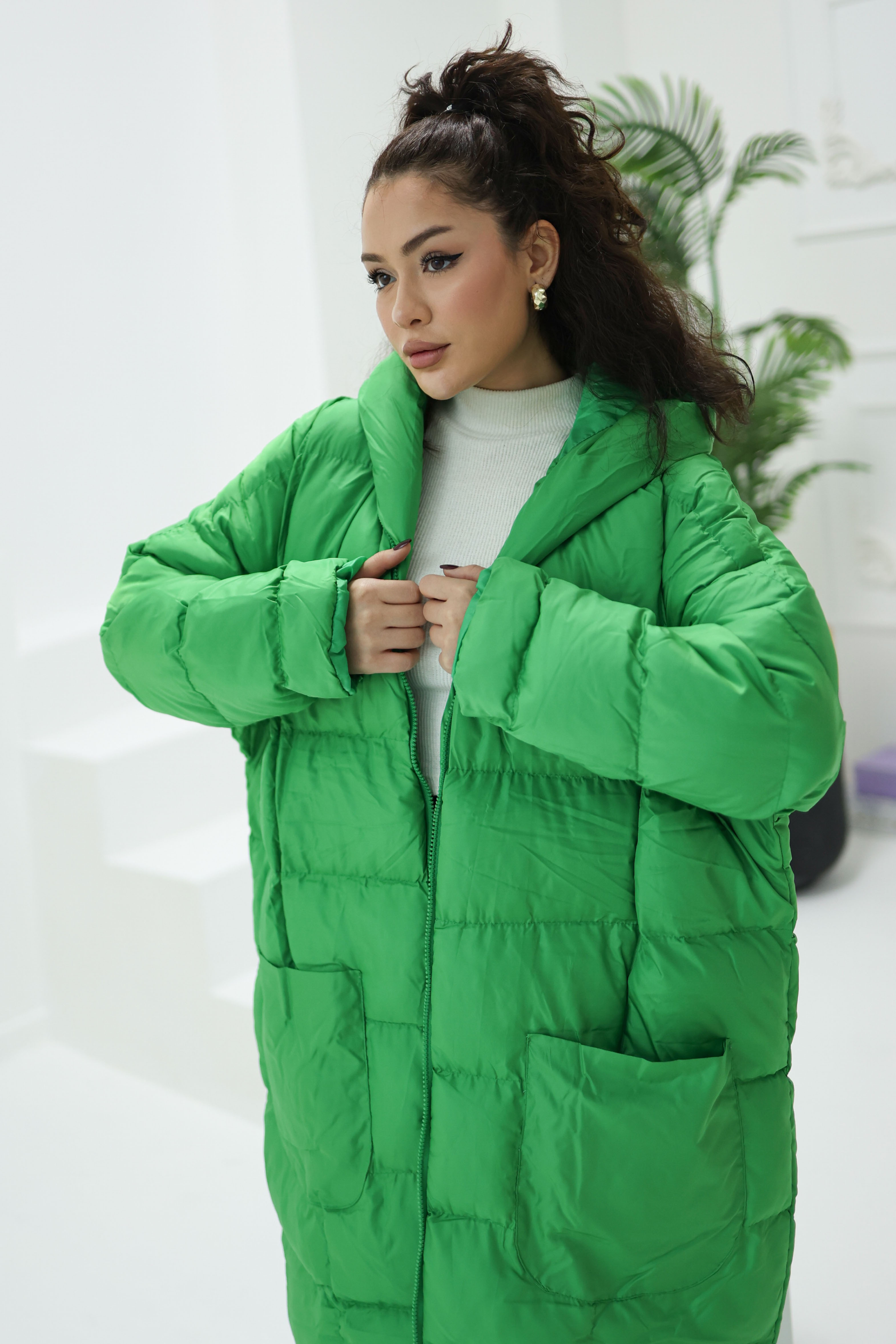 Uzun Şişme Mont Yesil - 26602 - 3