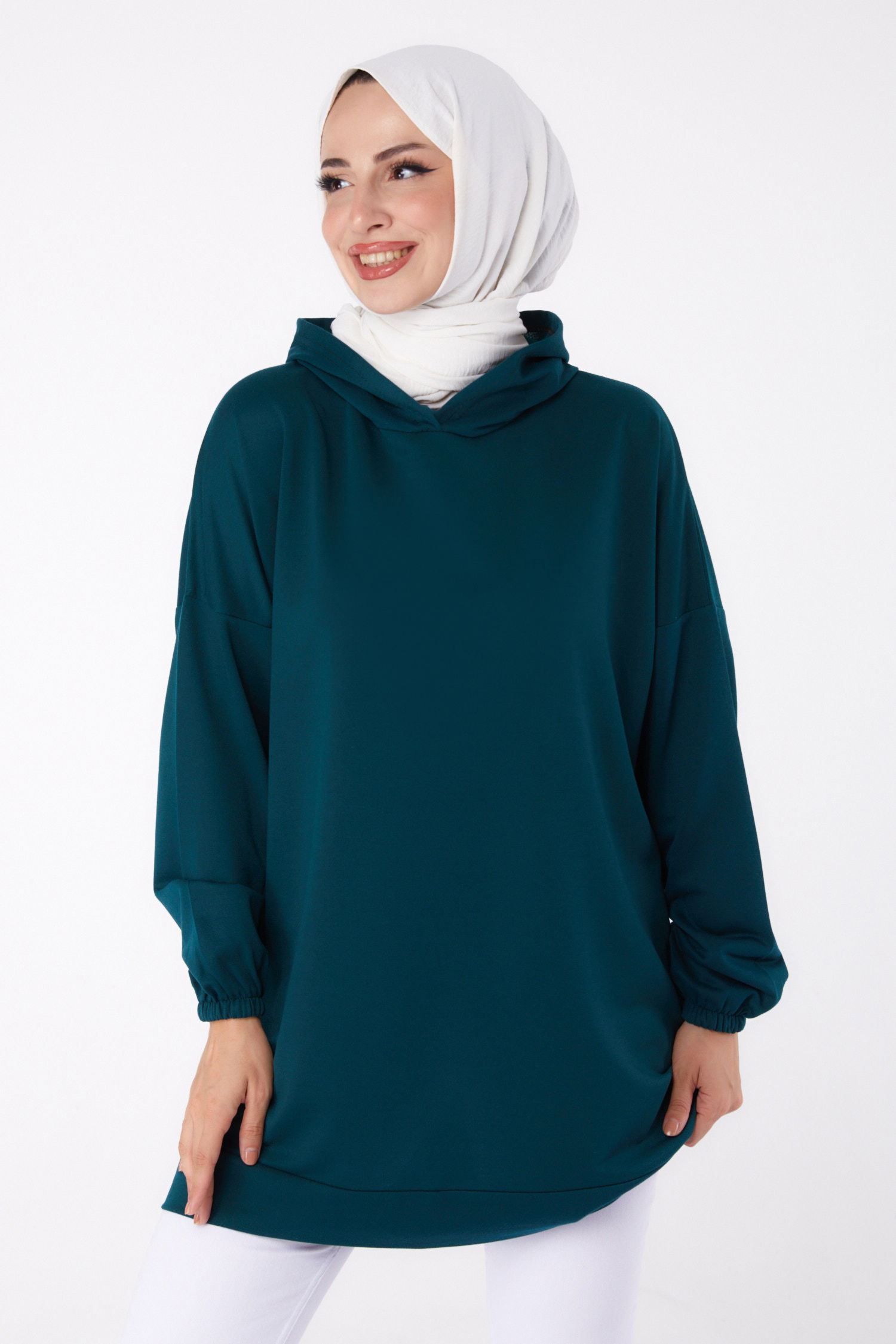 Arkası Baskılı Sweatshirt Zümrüt - 13327 - 1