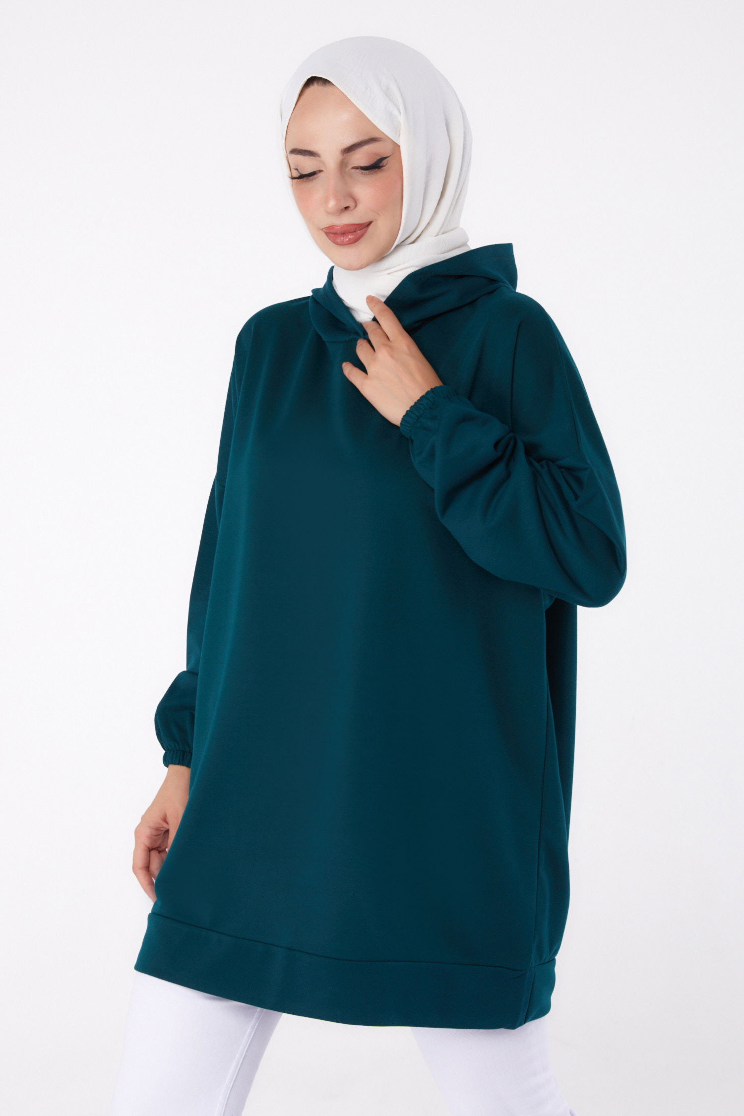 Arkası Baskılı Sweatshirt Zümrüt - 13327 - 3
