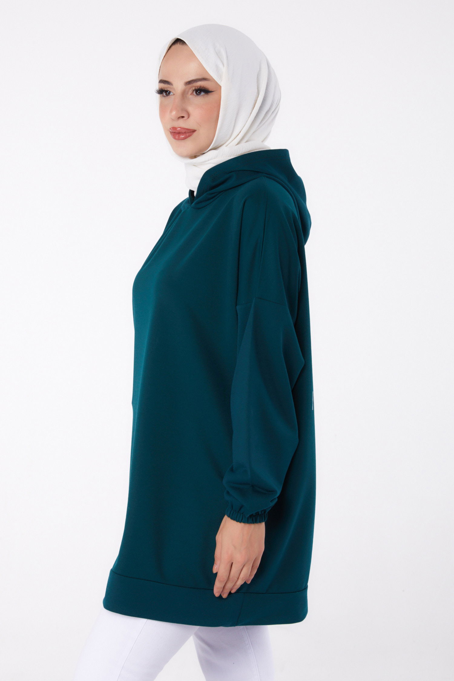 Arkası Baskılı Sweatshirt Zümrüt - 13327 - 4