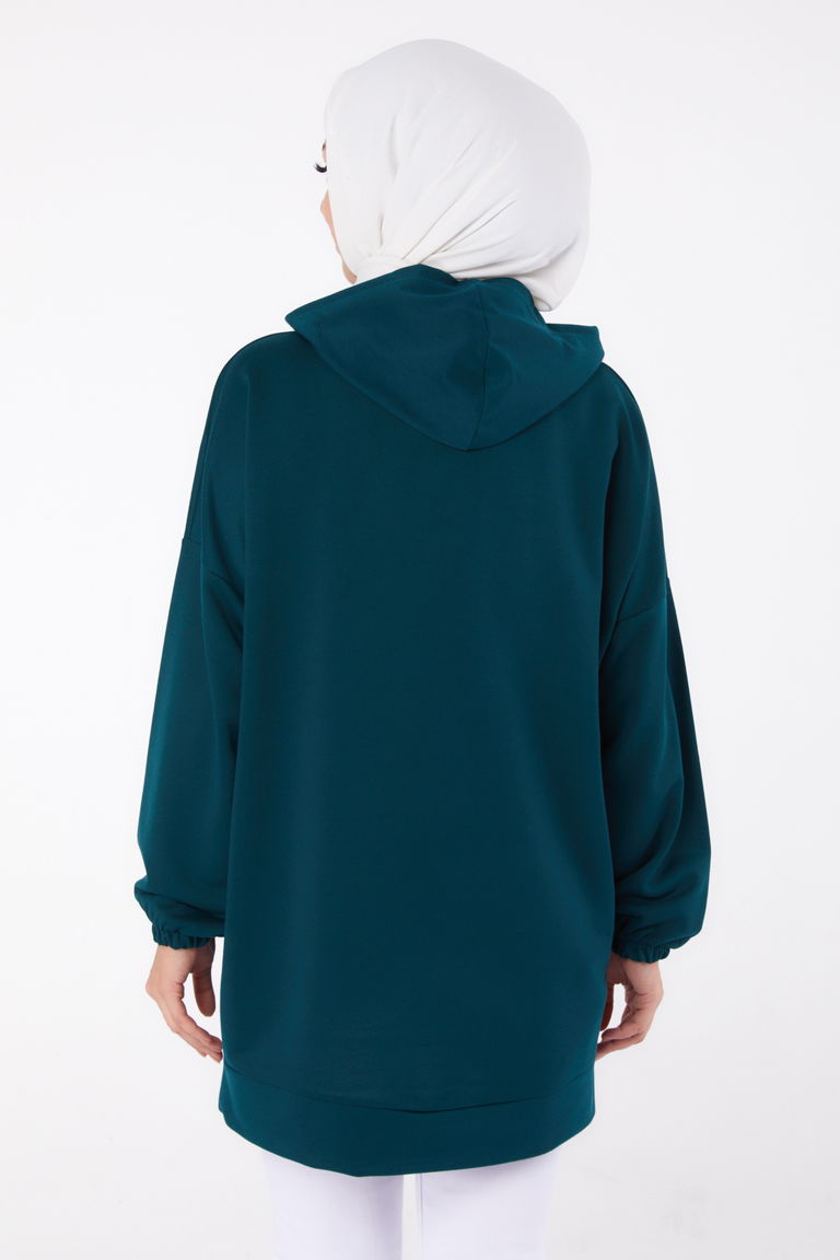 Baskılı Sweatshirt Zümrüt - 13333 - TOFİSA