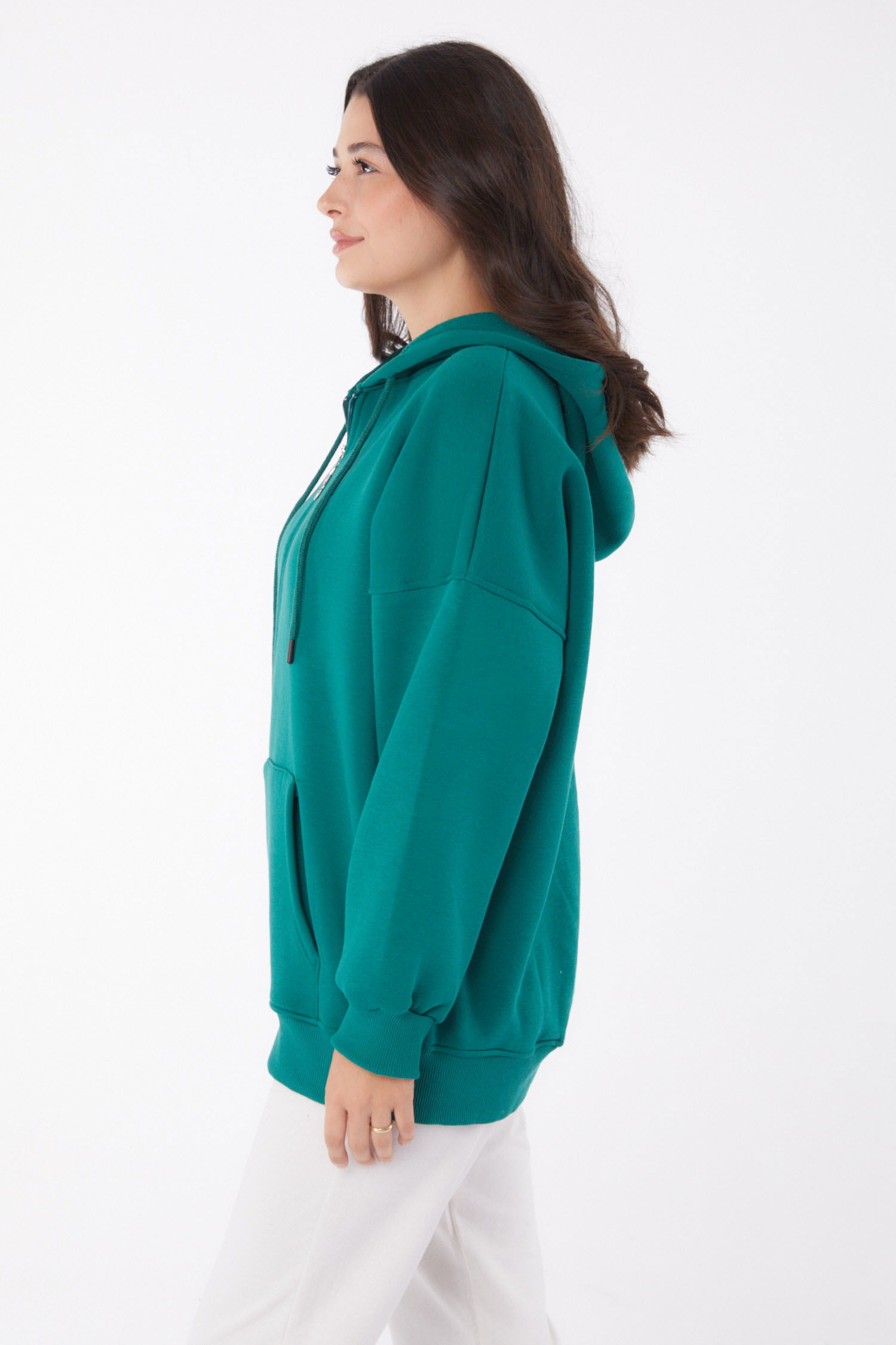 Cepli Fermuarlı sweatshirt Zümrüt - 26049 - 4