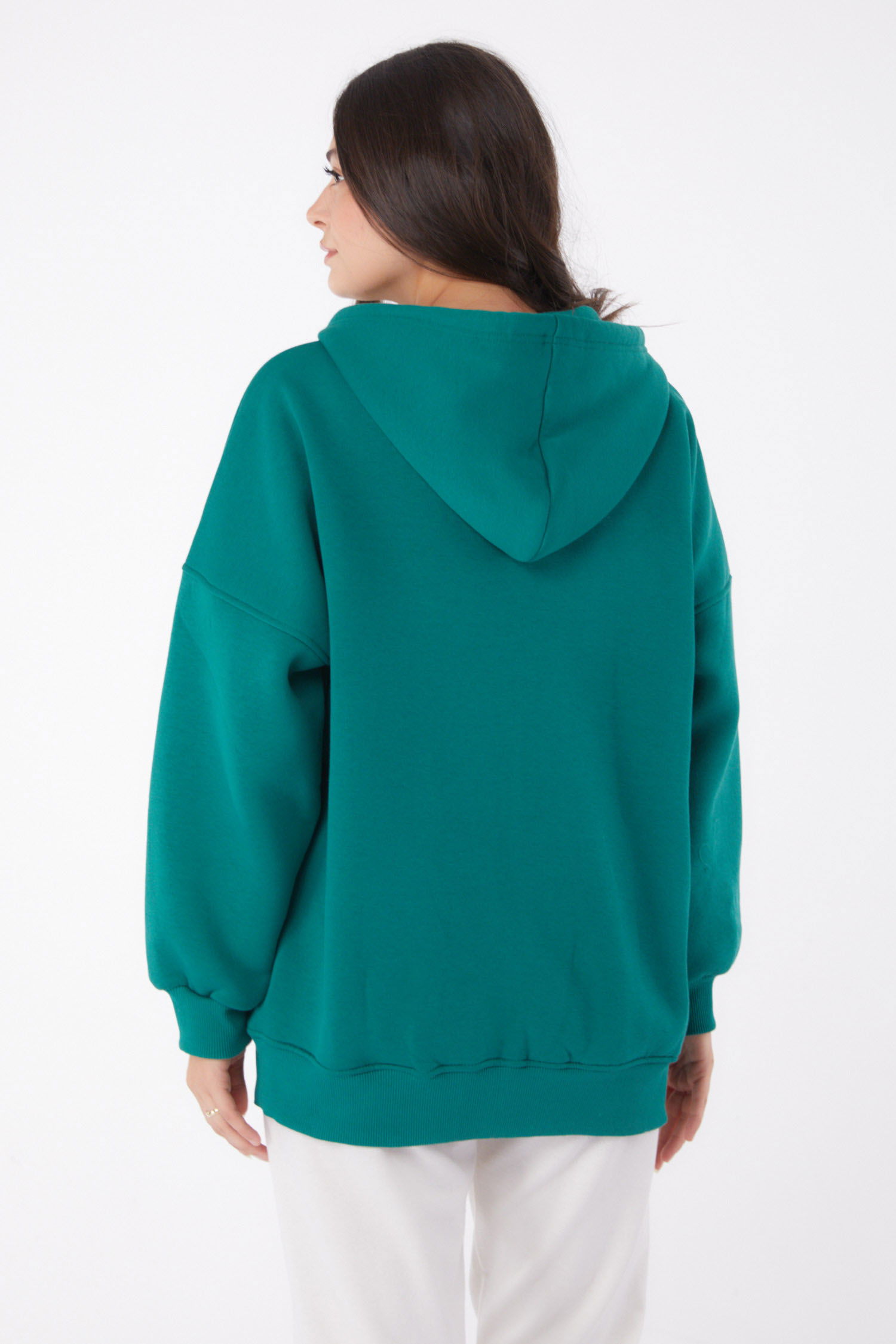 Cepli Fermuarlı sweatshirt Zümrüt - 26049 - 5