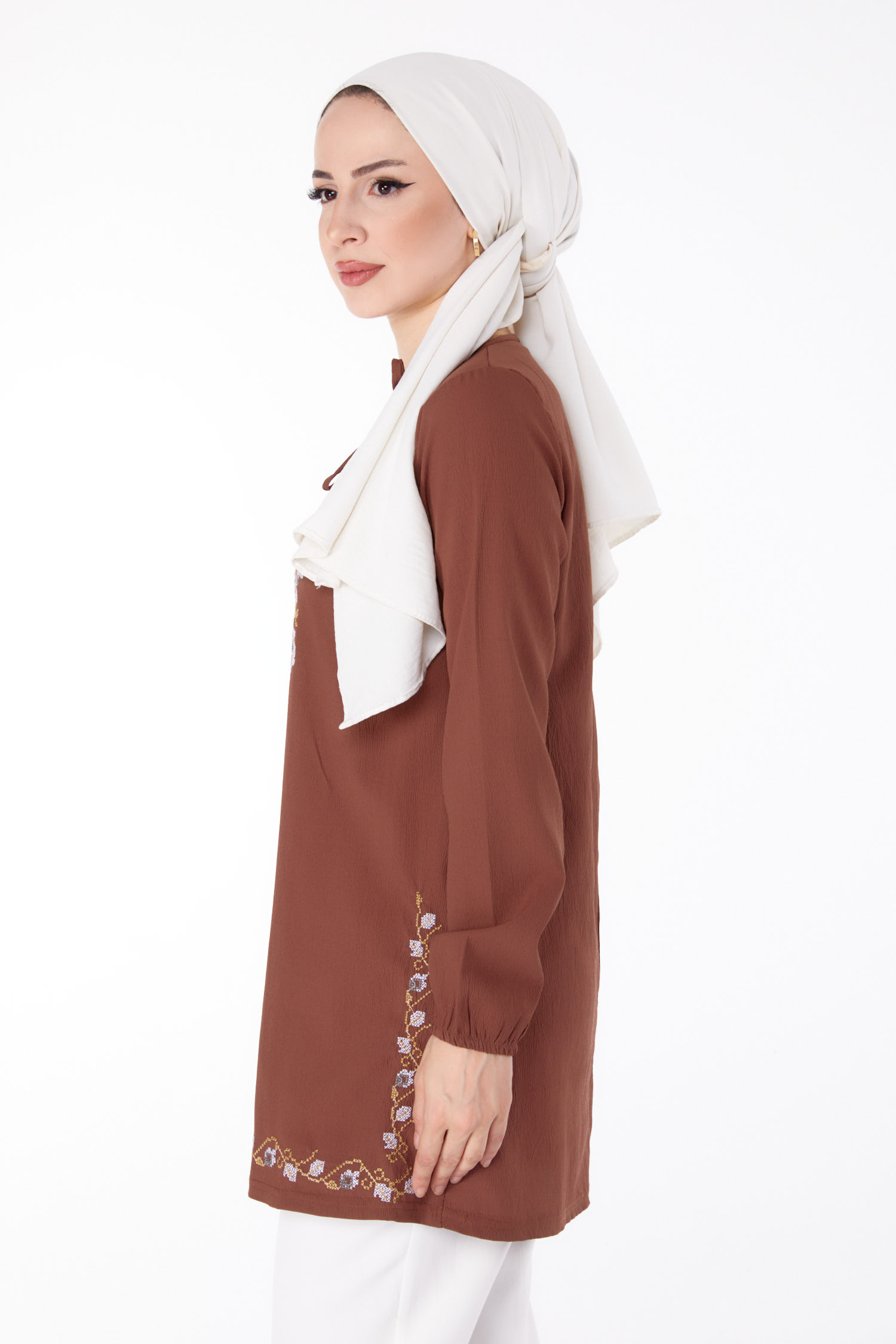 Nakışlı Tunik Kahve - 13185 - 8