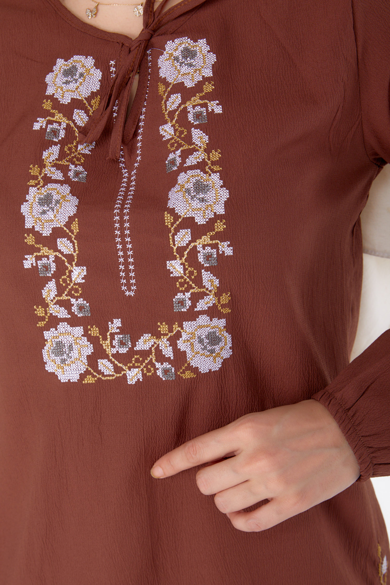 Nakışlı Tunik Kahve - 13185 - 10