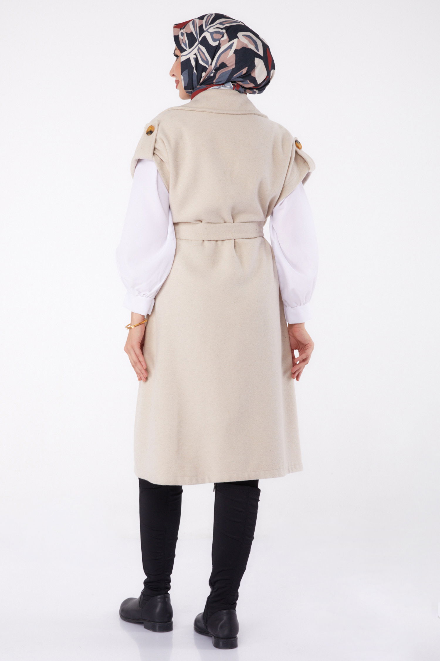Kolsuz Kaşe Kaban Bej - 13285 - 5
