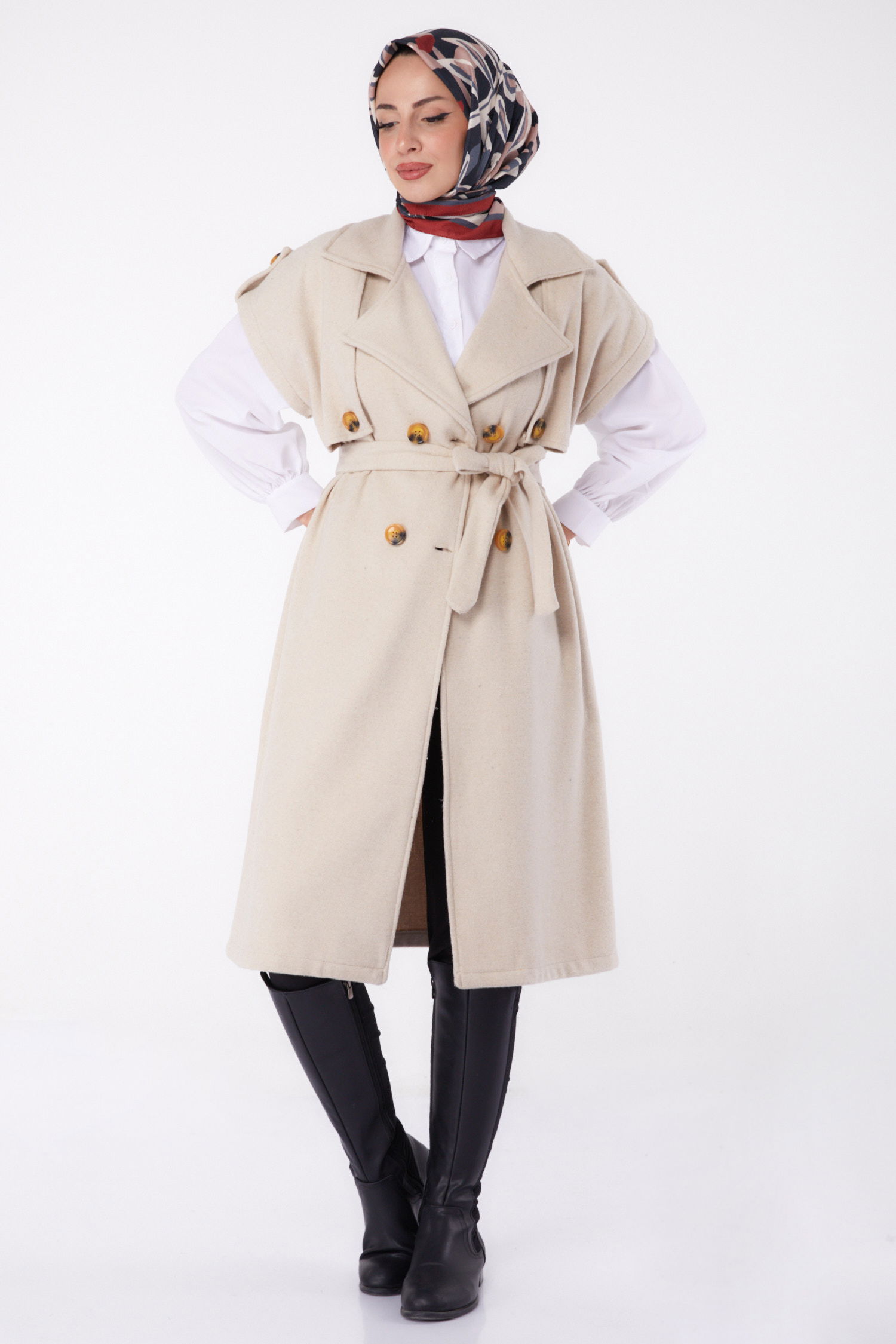 Kolsuz Kaşe Kaban Bej - 13285 - 14