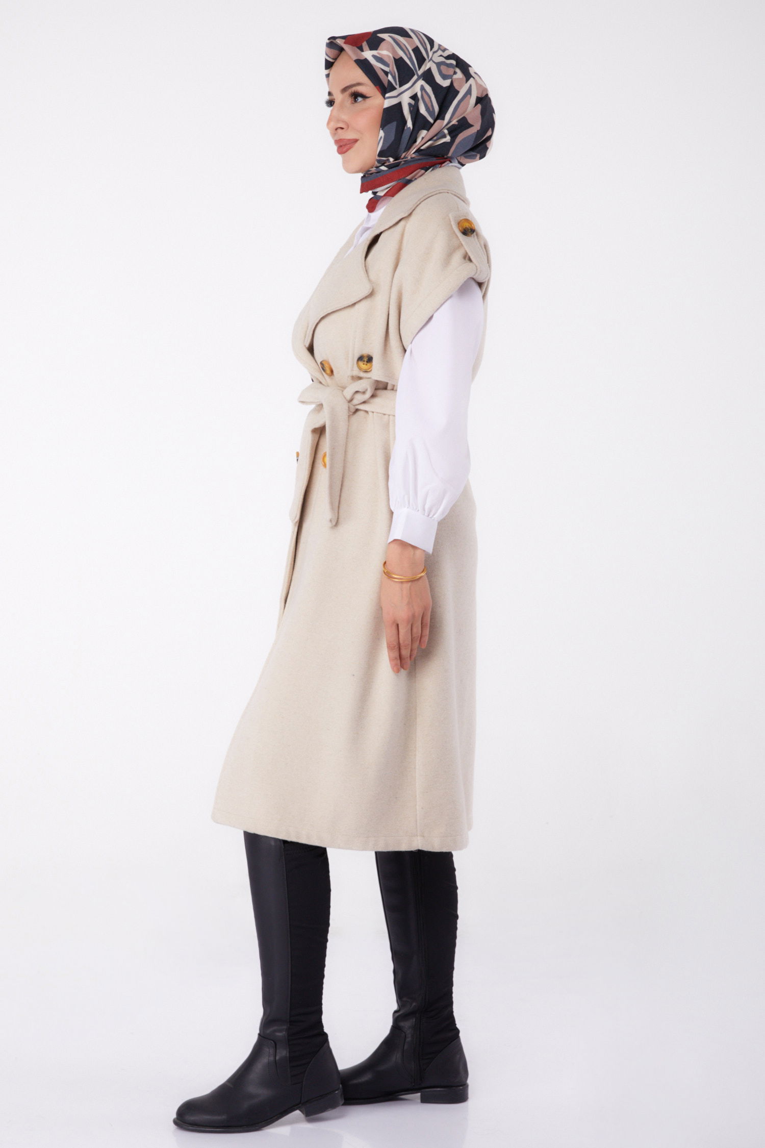 Kolsuz Kaşe Kaban Bej - 13285 - 4