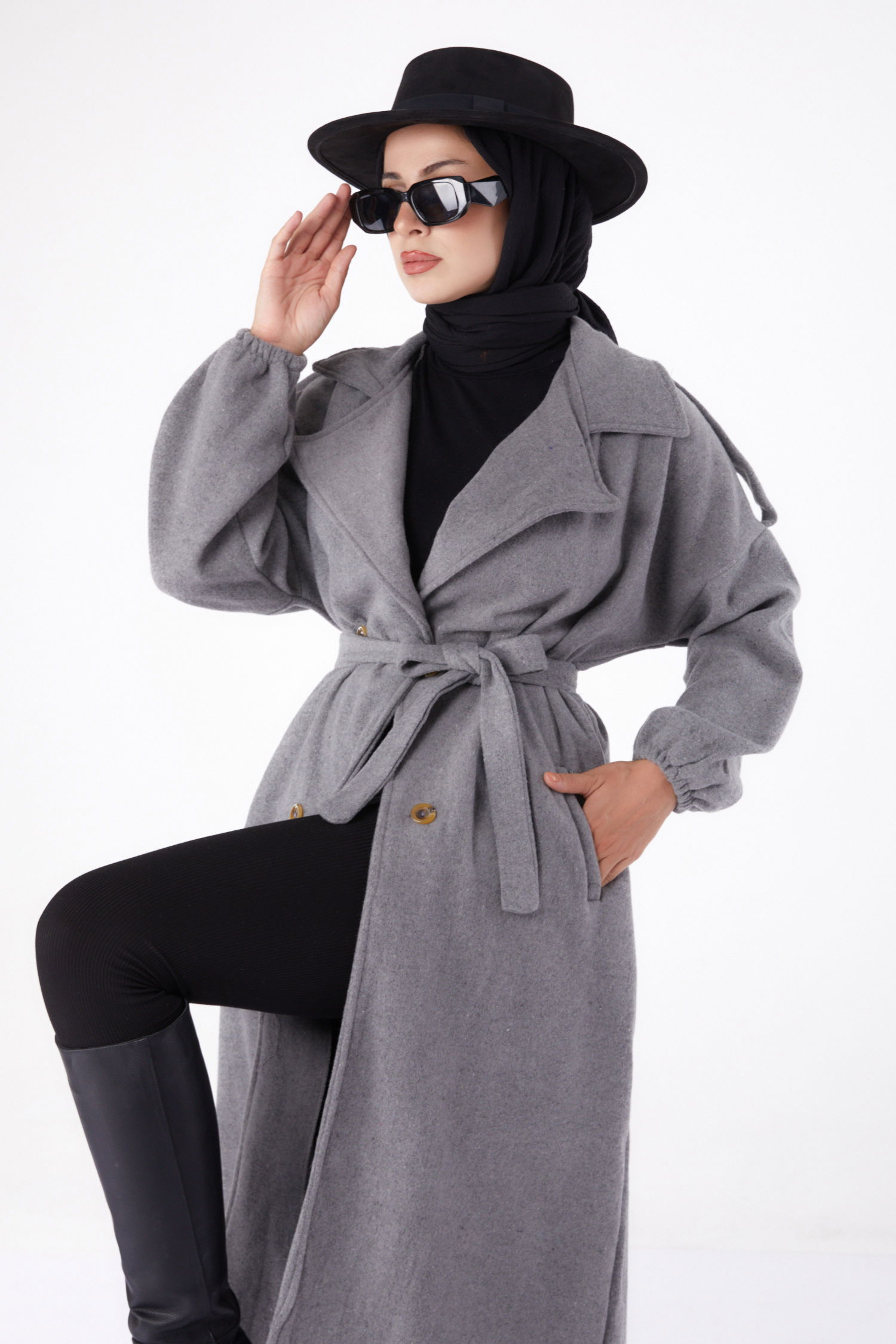 Kaşe Kaban Gri - 13288 - 4