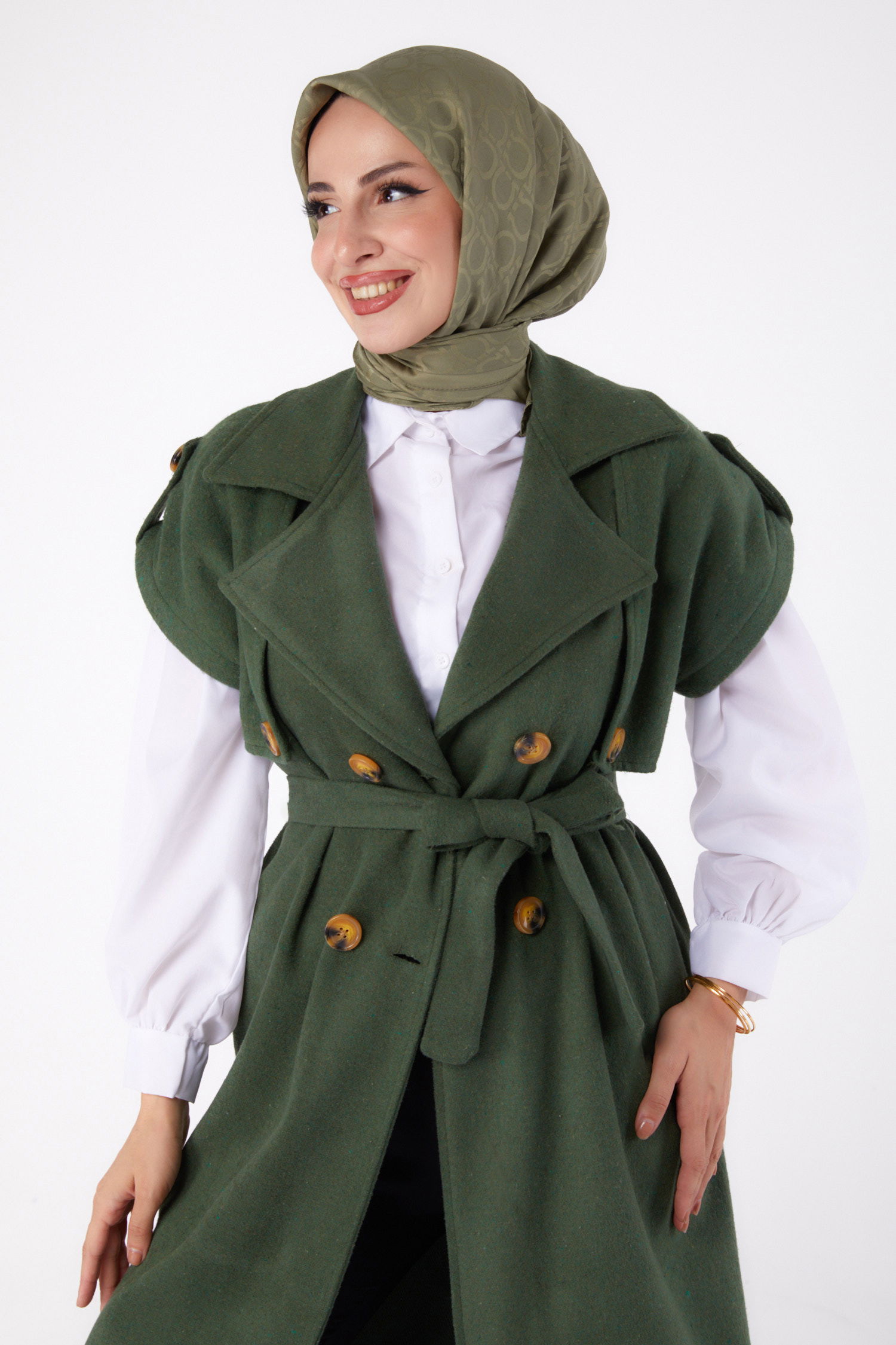 Kolsuz Kaşe Kaban Haki - 13285 - 22