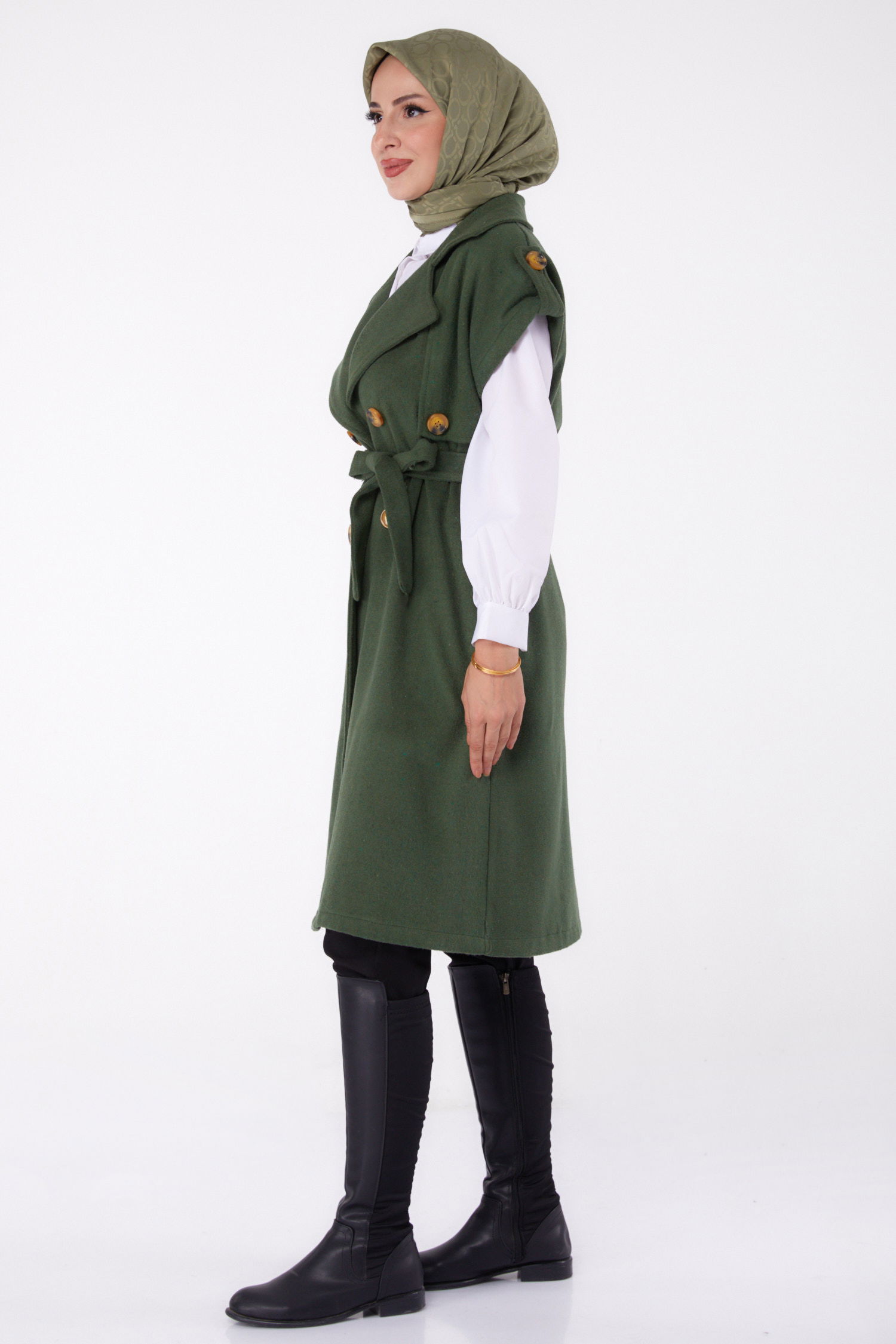 Kolsuz Kaşe Kaban Haki - 13285 - 4