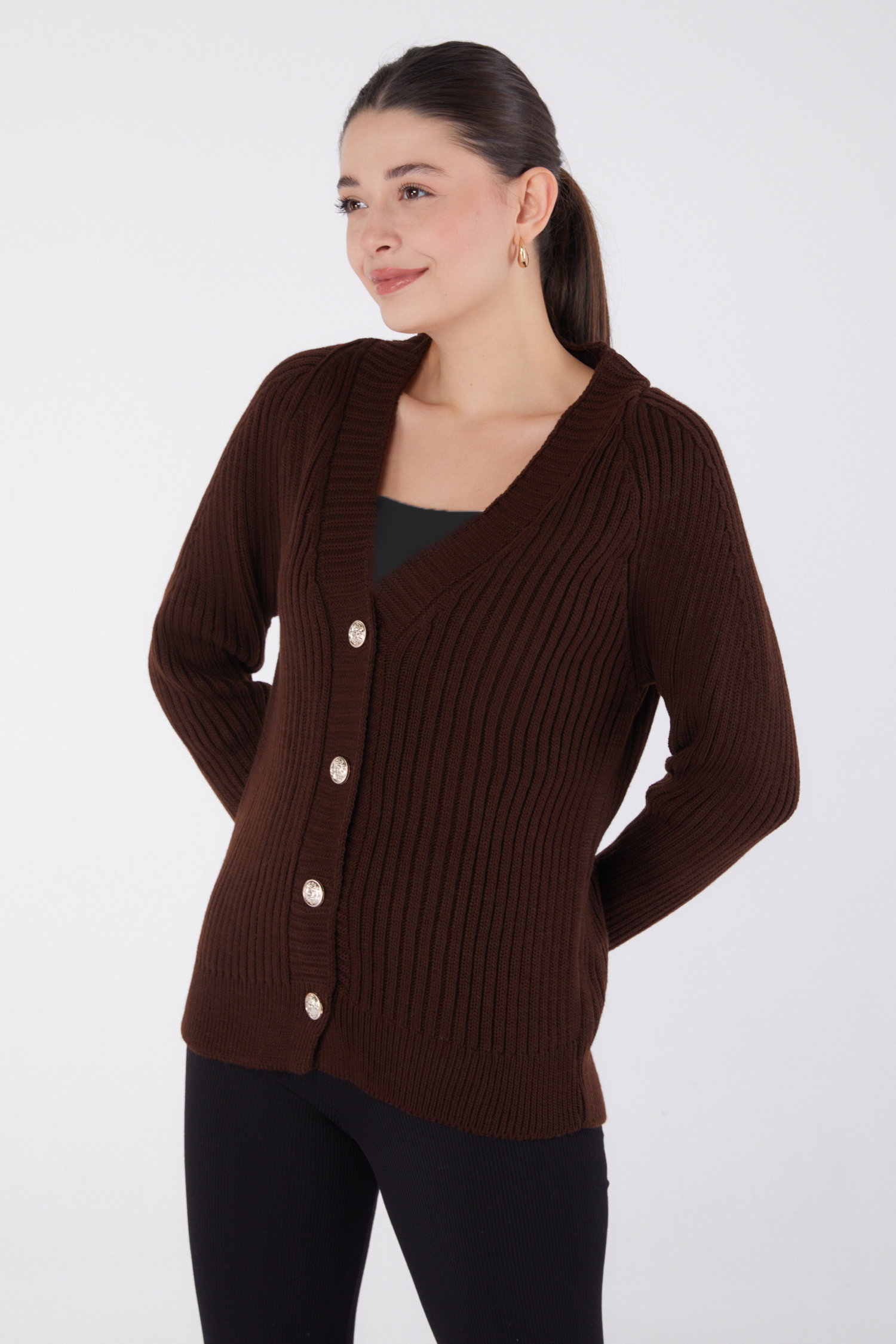 Düz Hırka Kahve - 26495 - 1