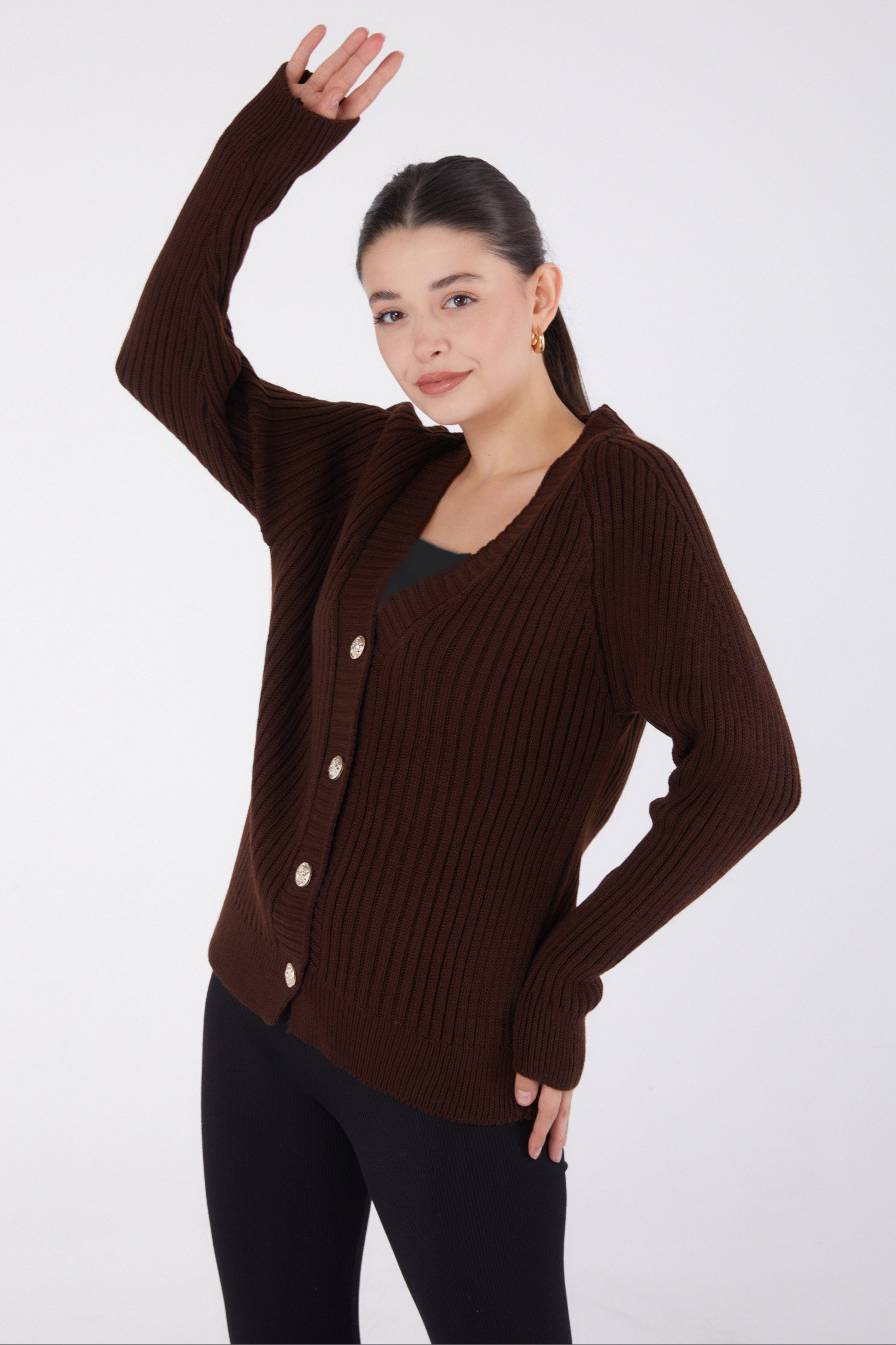 Düz Hırka Kahve - 26495 - 2