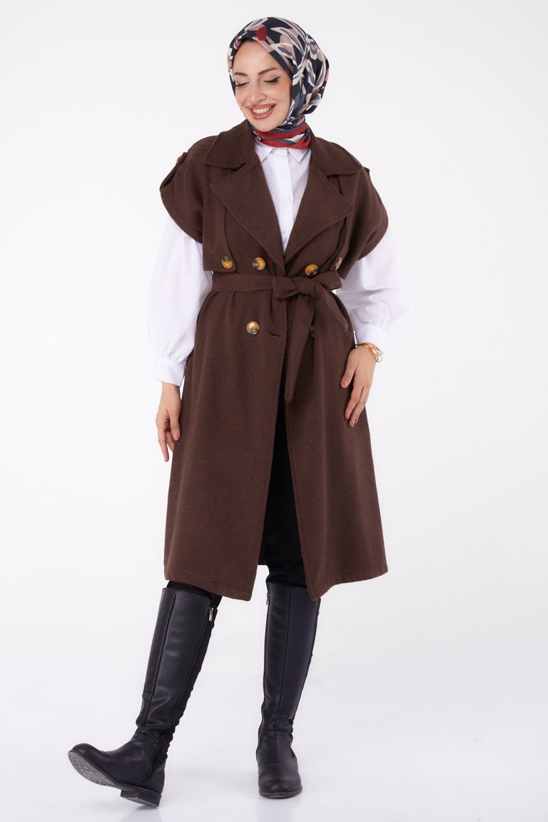 Kolsuz Kaşe Kaban Kahve - 13285 - TOFİSA