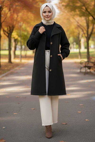 Kaşe Kaban Siyah - 13289 