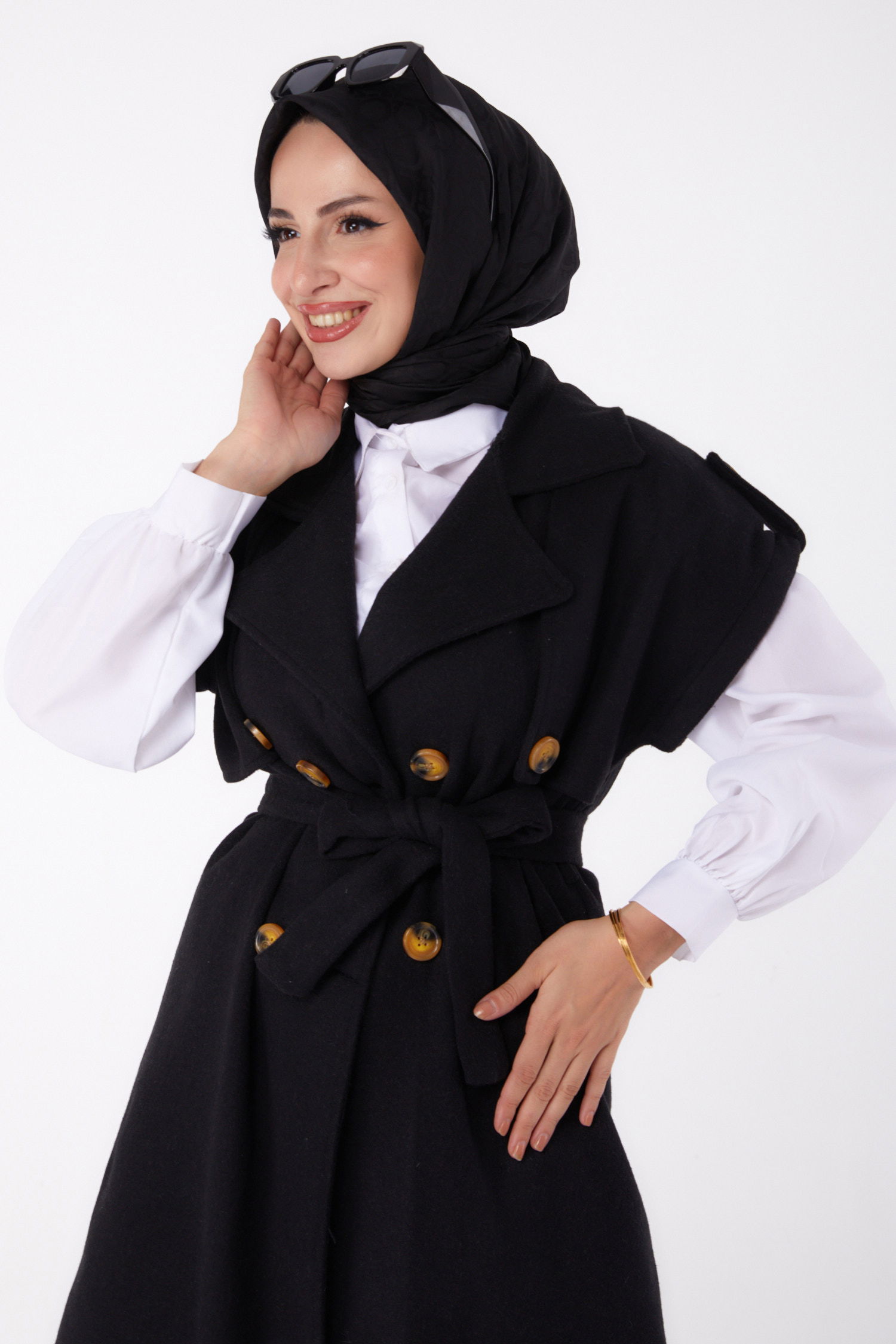 Kolsuz Kaşe Kaban Siyah - 13285 - 3