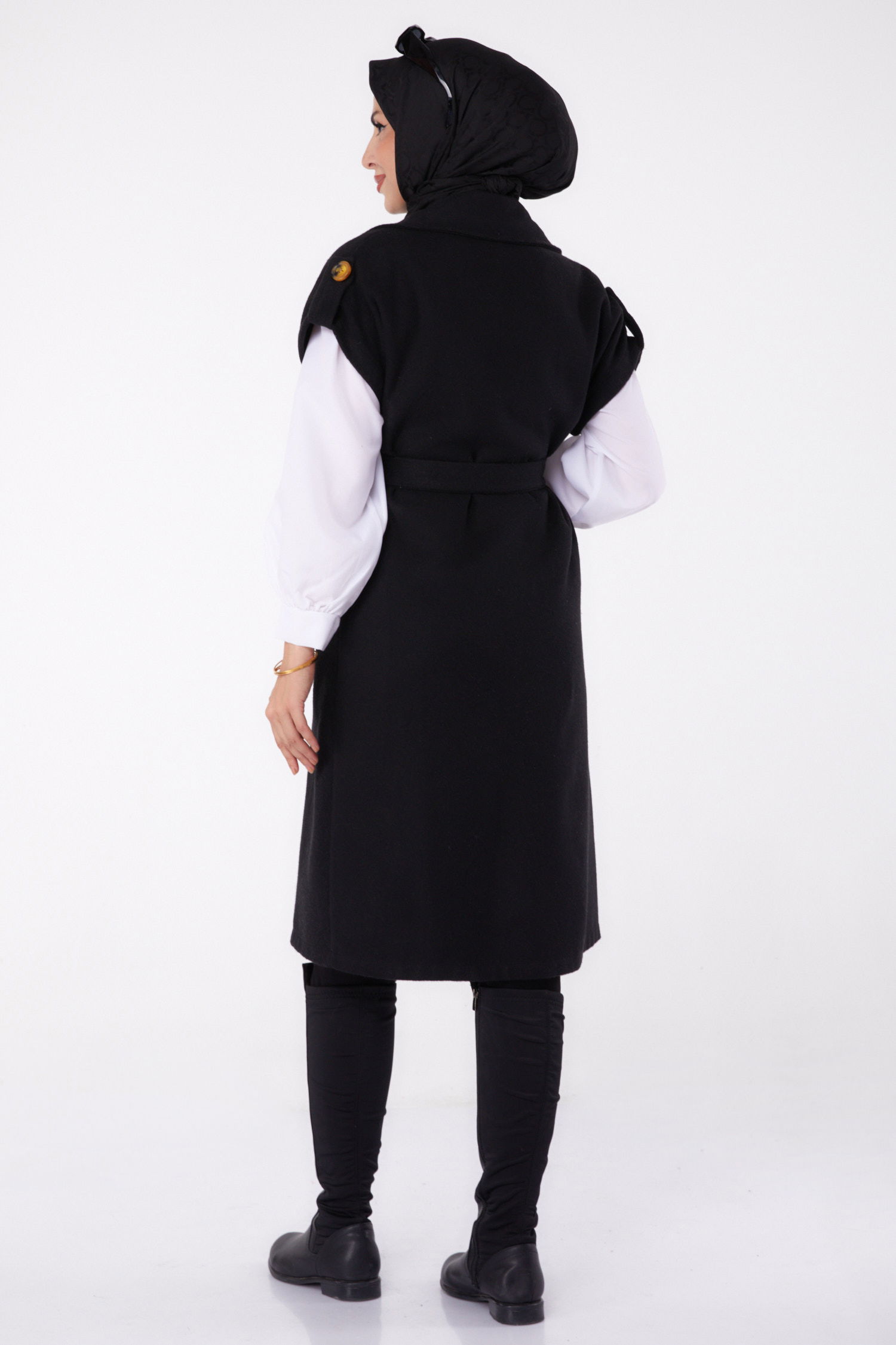 Kolsuz Kaşe Kaban Siyah - 13285 - 5