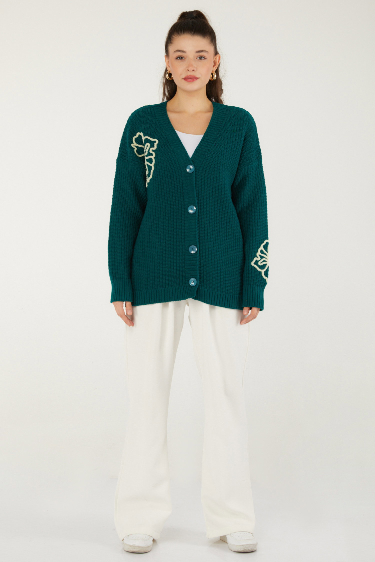Desenli Hırka Zumrut - 26492 - 2