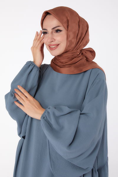 Düz Orta Kadın Açik Kahve Janjanlı Eşarp - 26149 