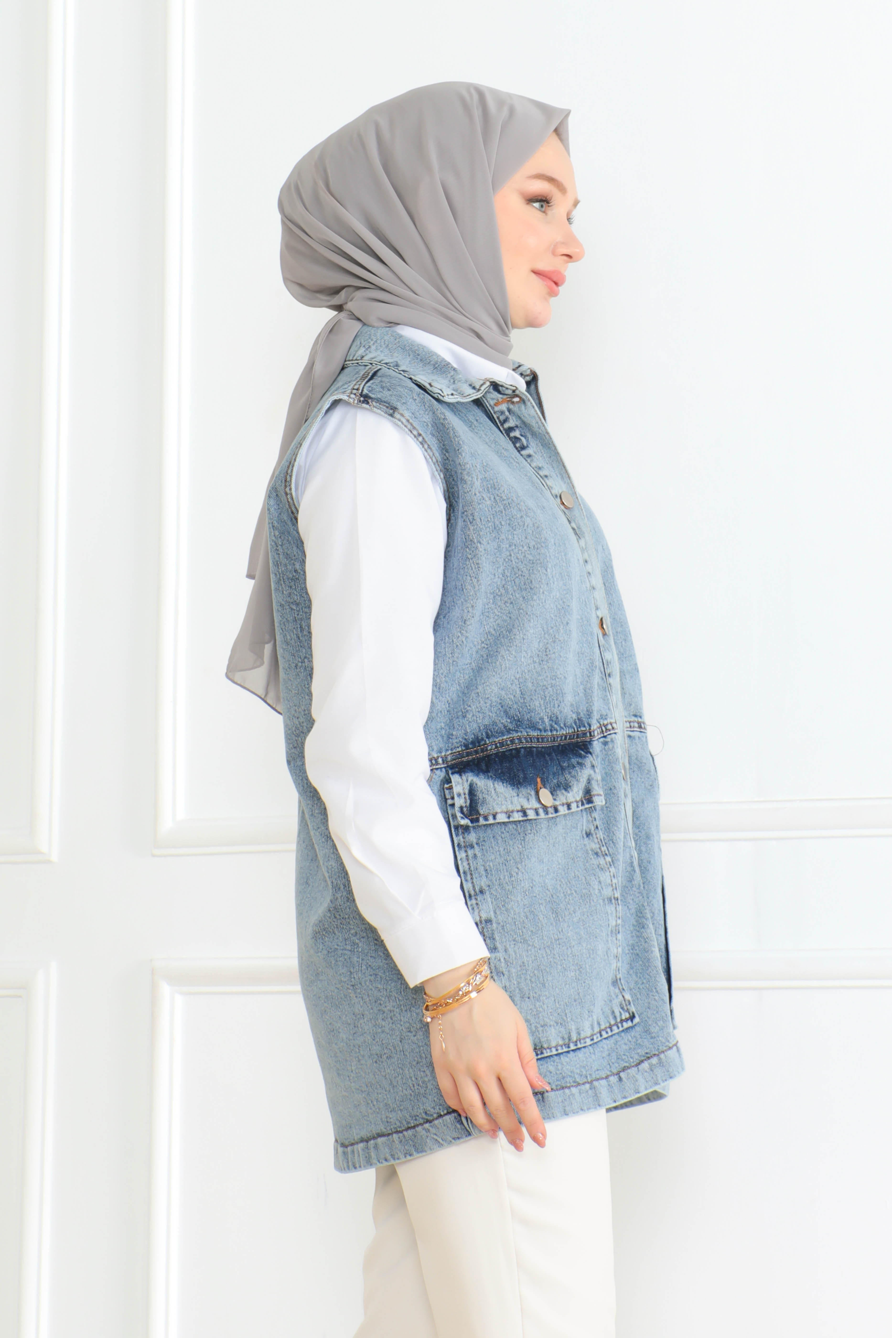 Cepli Kot Yelek Acik Mavi - 26607 - 3