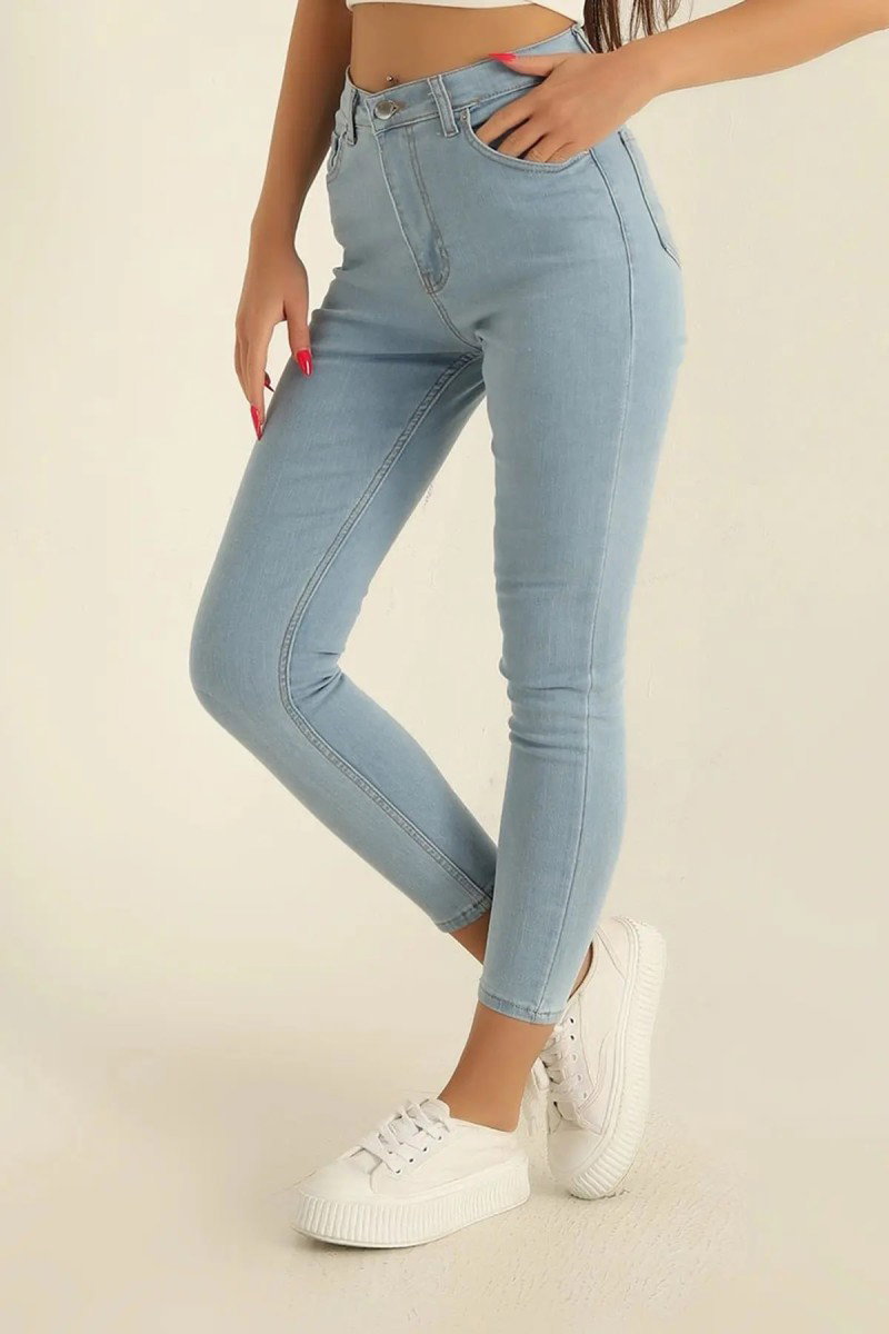 Düz Orta Kadın Acik Mavi Skinny Kot Pantolon - 26646 - 1