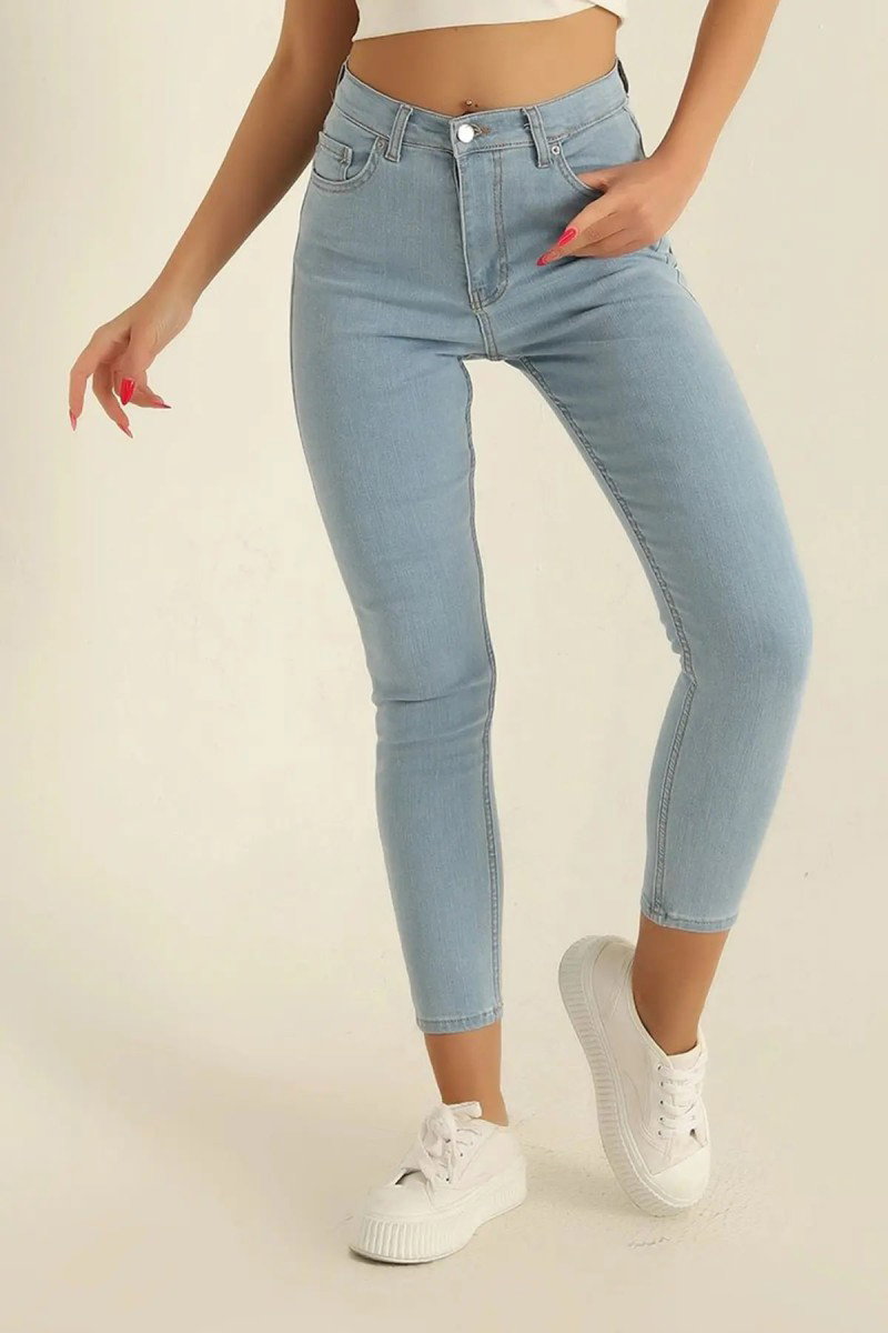Düz Orta Kadın Acik Mavi Skinny Kot Pantolon - 26646 - 2