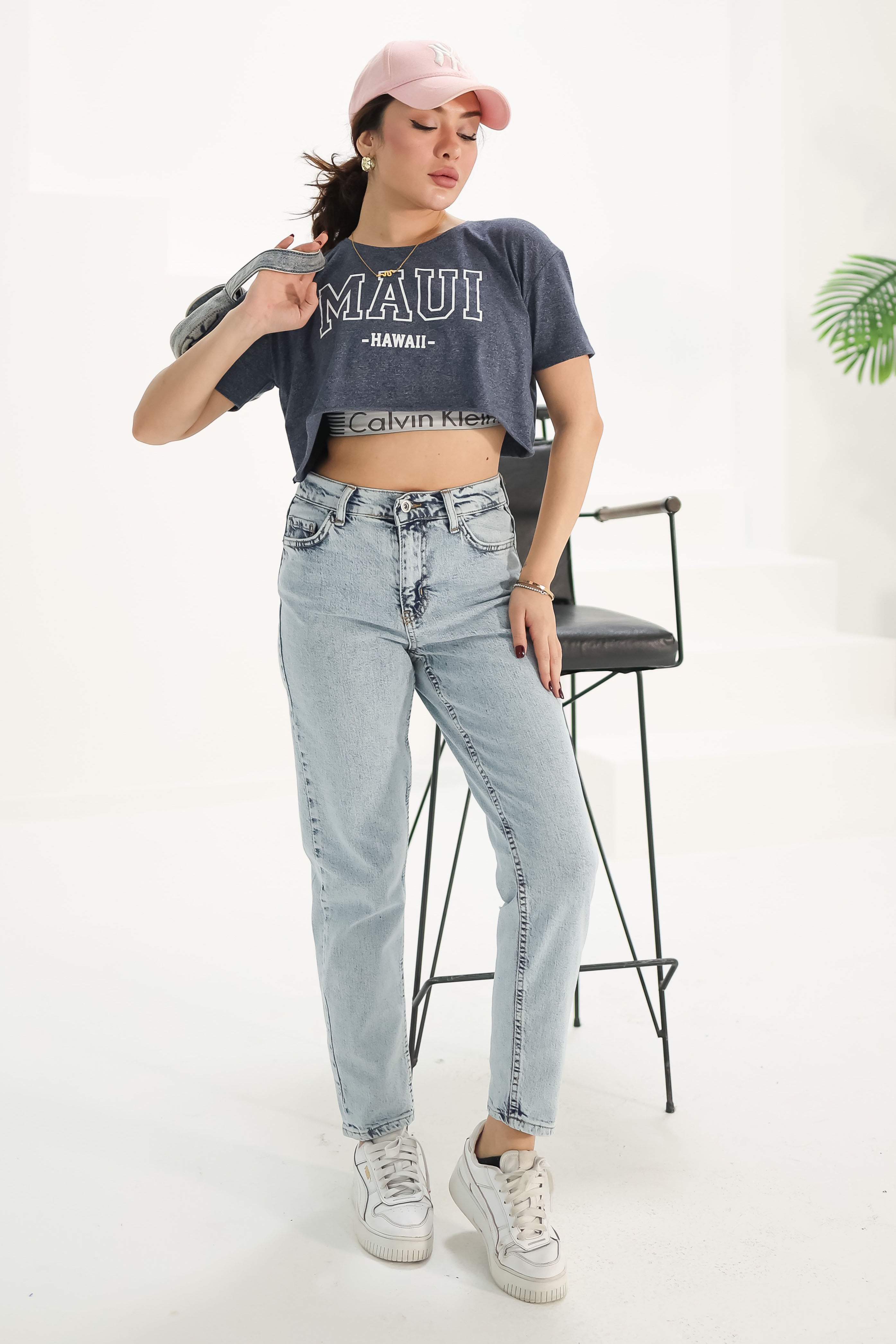 Düz Orta Kadın Acik Mavi Slim Fit Mom Jeans - 13360 - 2