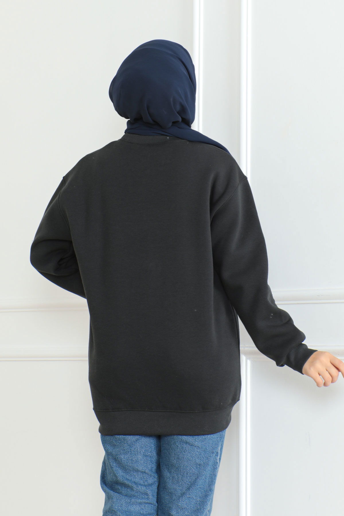 Düz Orta Kadın Antrasit Sweatshirt - 26617 - 4