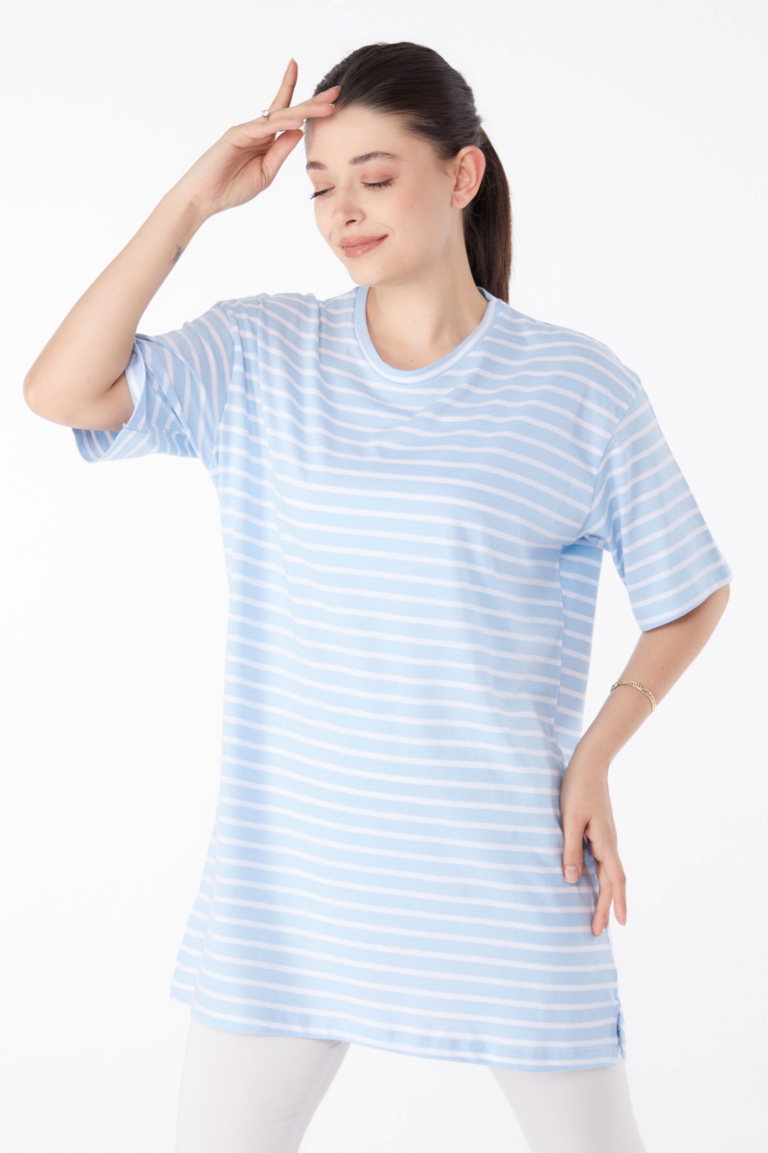 çizgili t-shirt Bebe Mavi - 25376 - 3