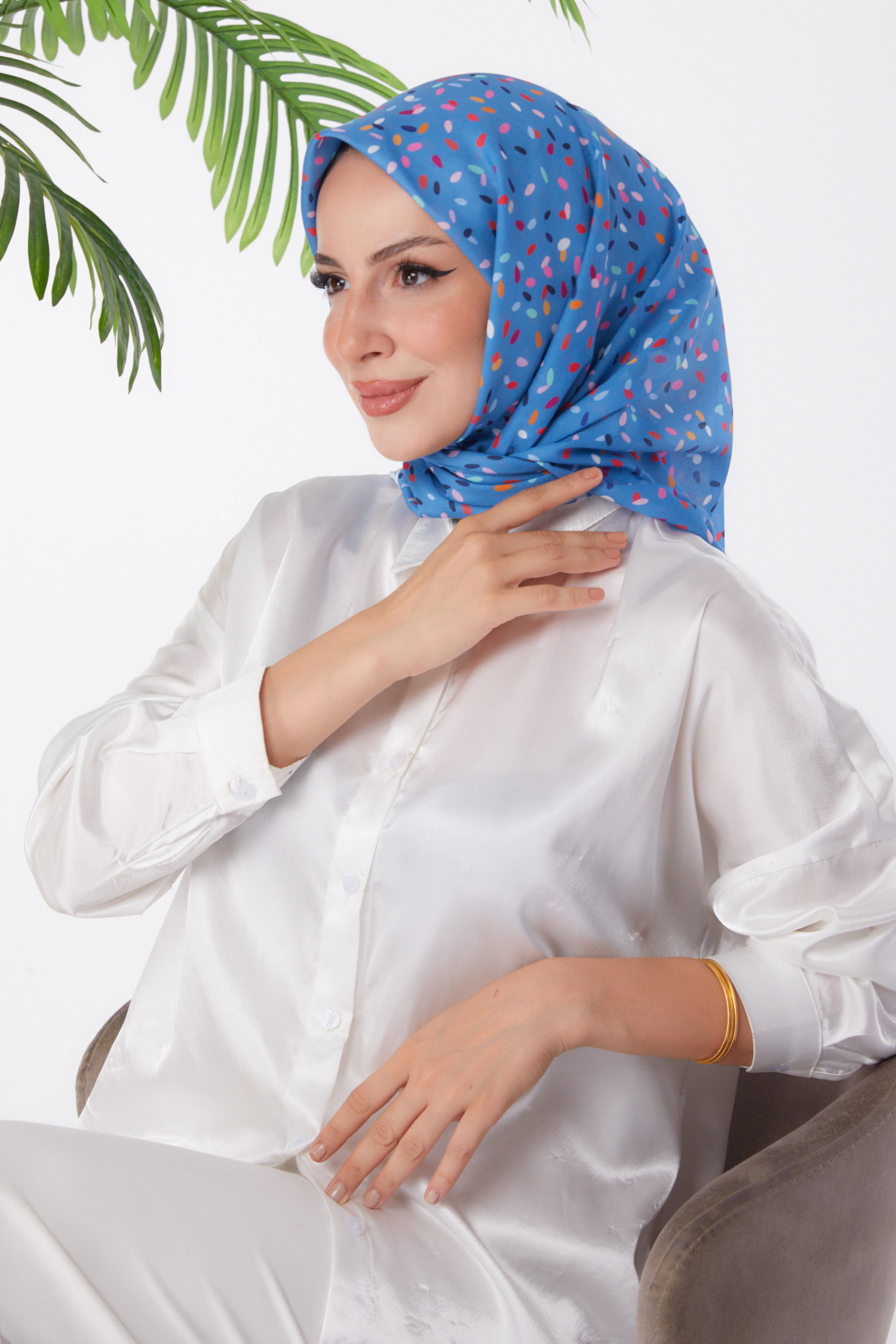 Desenli Eşarp Bebe Mavi - 25972 - 1