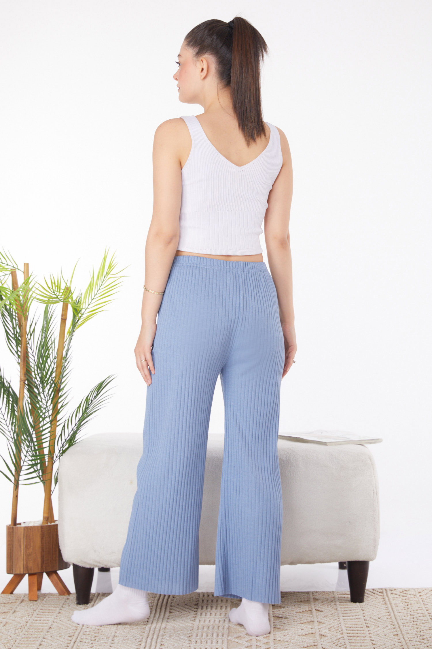 Düz Orta Kadın Bebe Mavi Pijama Altı - 25855 - 5