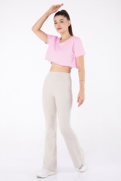 İspanyol Paça Spor Pantolon Bej - 26316 