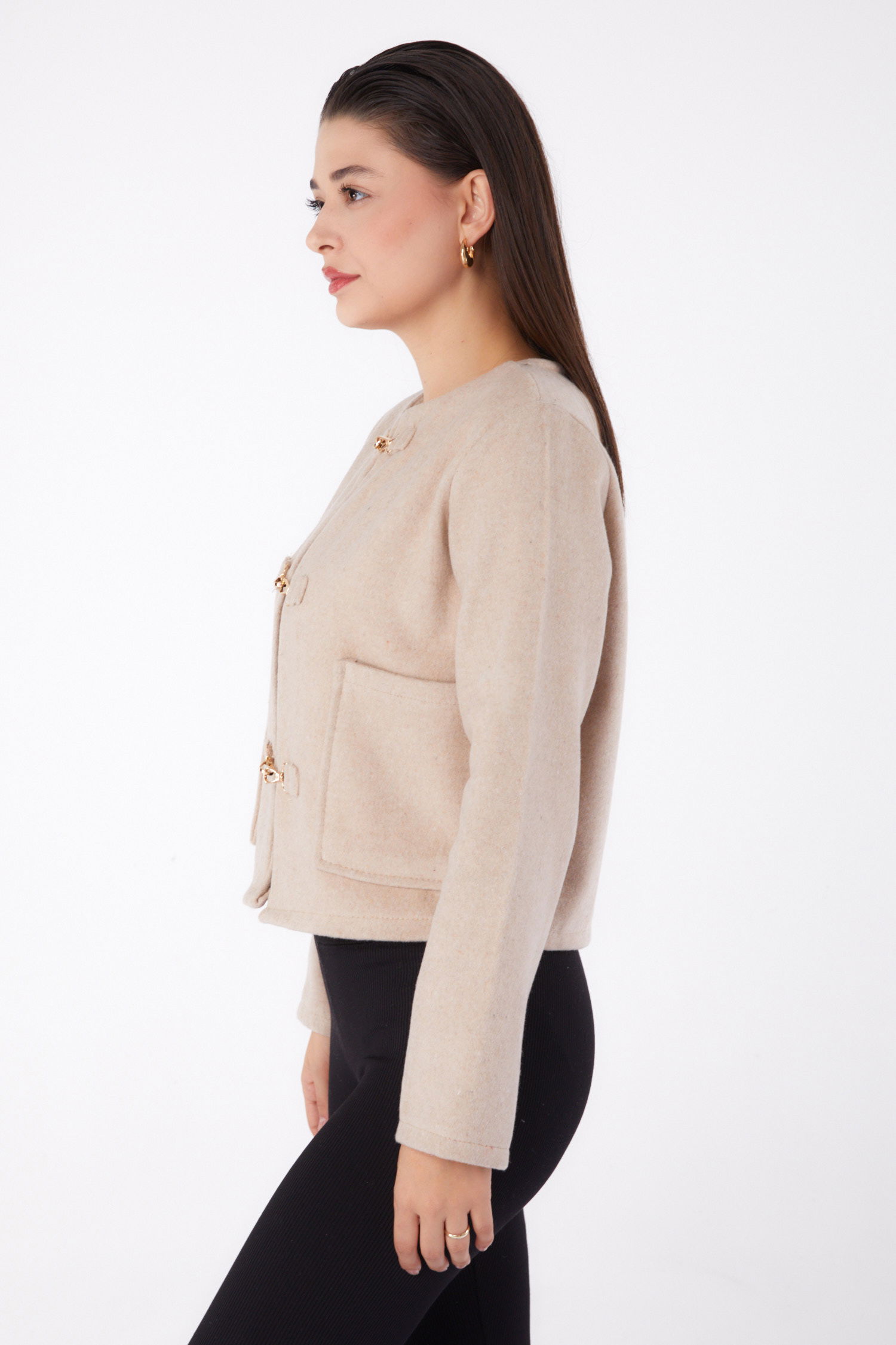 Kaşe Ceket Bej - 13291 - 4