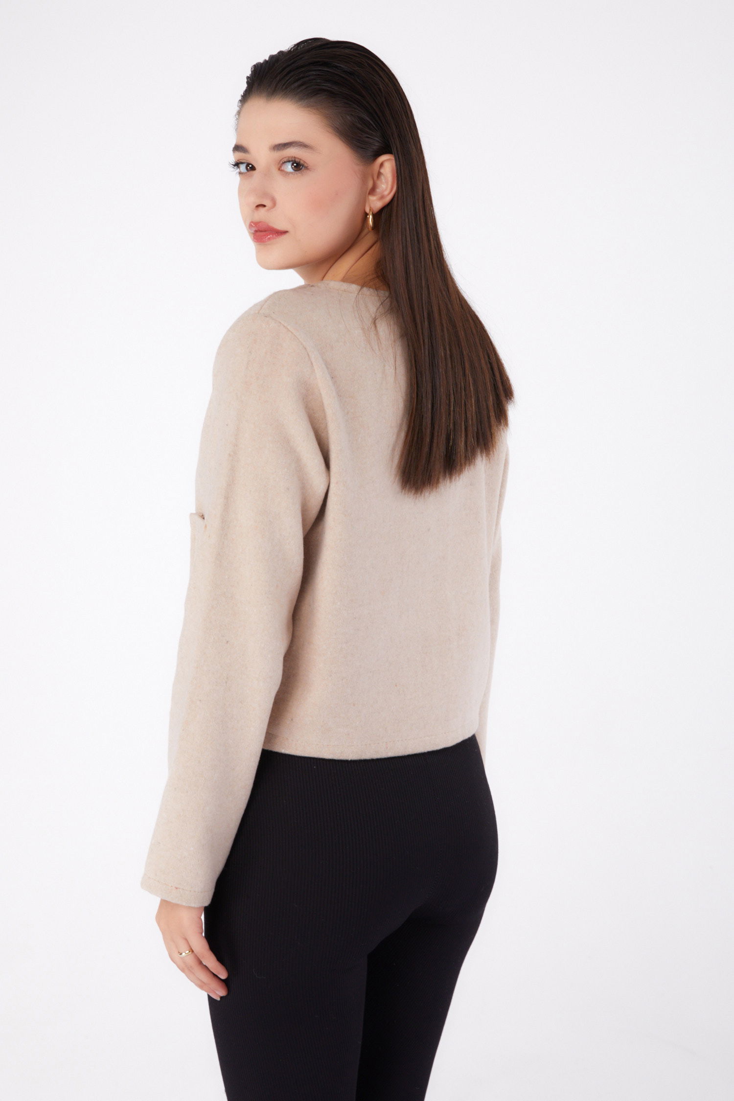 Kaşe Ceket Bej - 13291 - 5