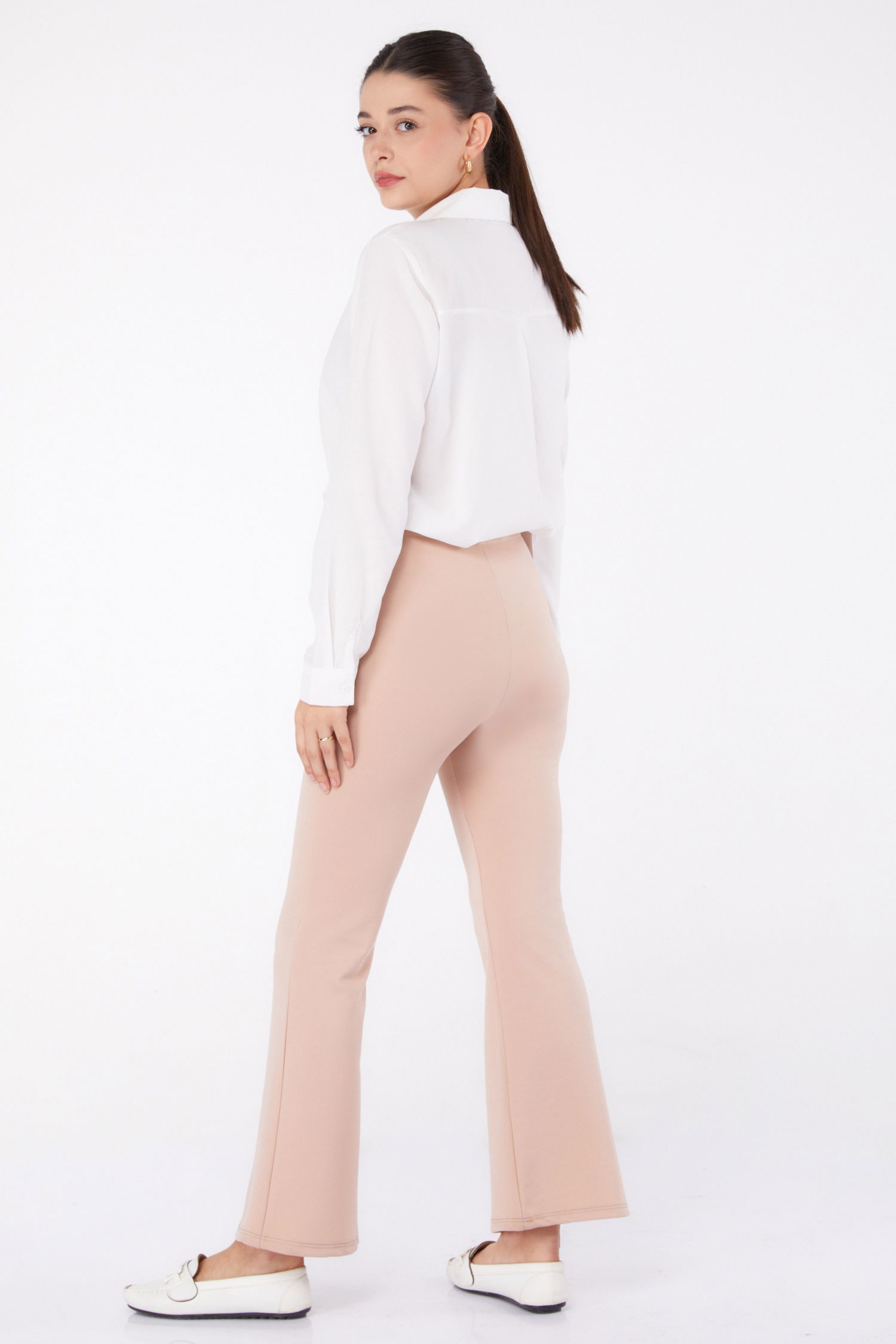 Düz Orta Kadın Bej PANTOLON - 26262 - 5