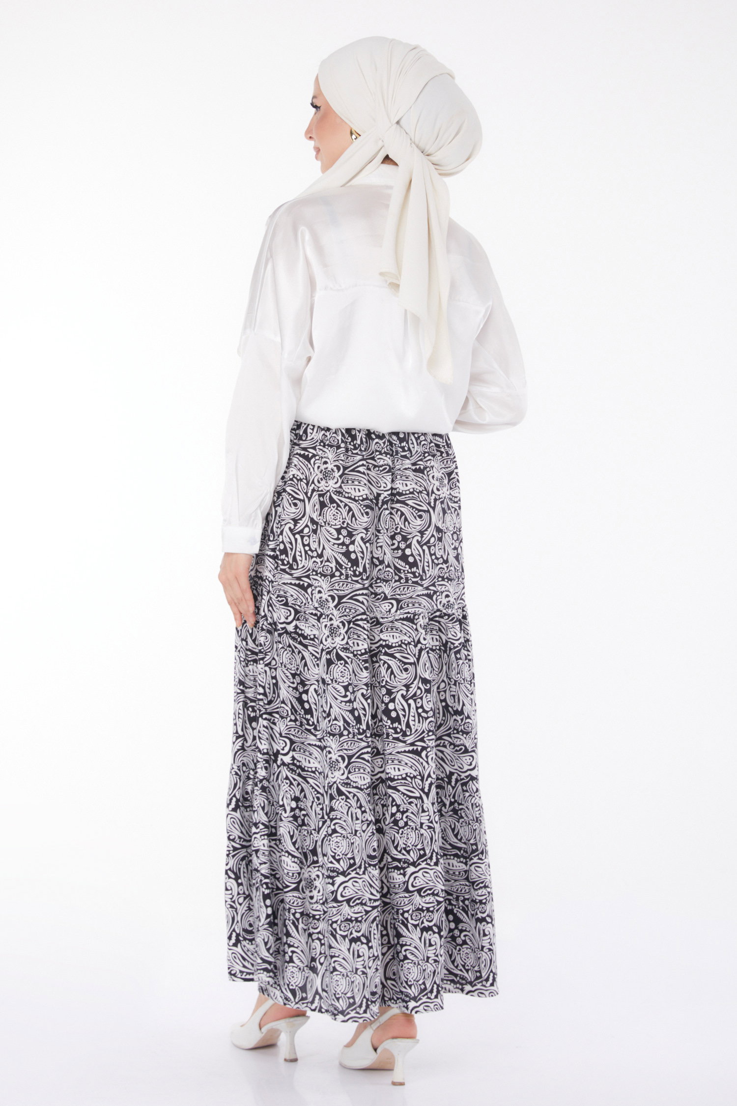 Desenli Etek Beyaz - 25793 - 5