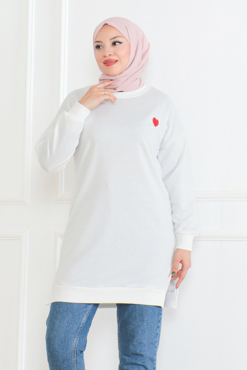 Kalpli Tunik Beyaz - 26604 - 1