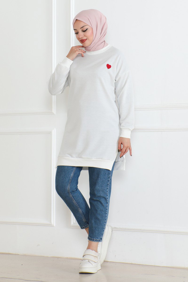 Kalpli Tunik Beyaz - 26604 - 2
