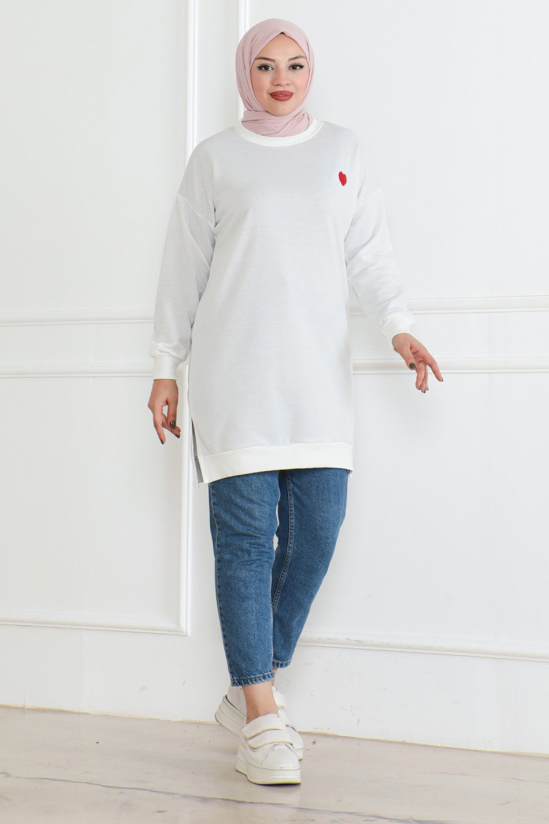 Kalpli Tunik Beyaz - 26604 - 3