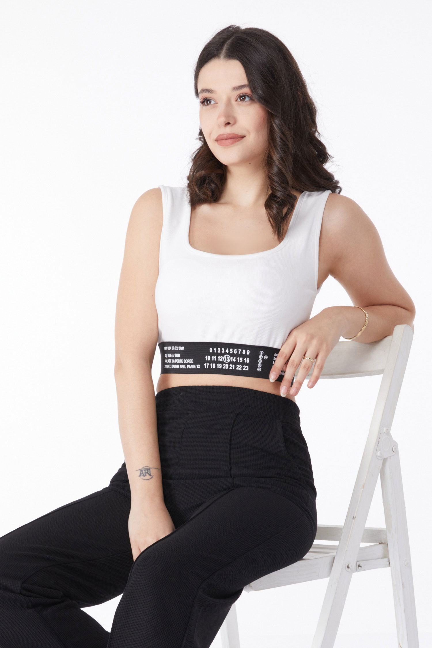 Lastikli Crop Beyaz - 25232 - 1