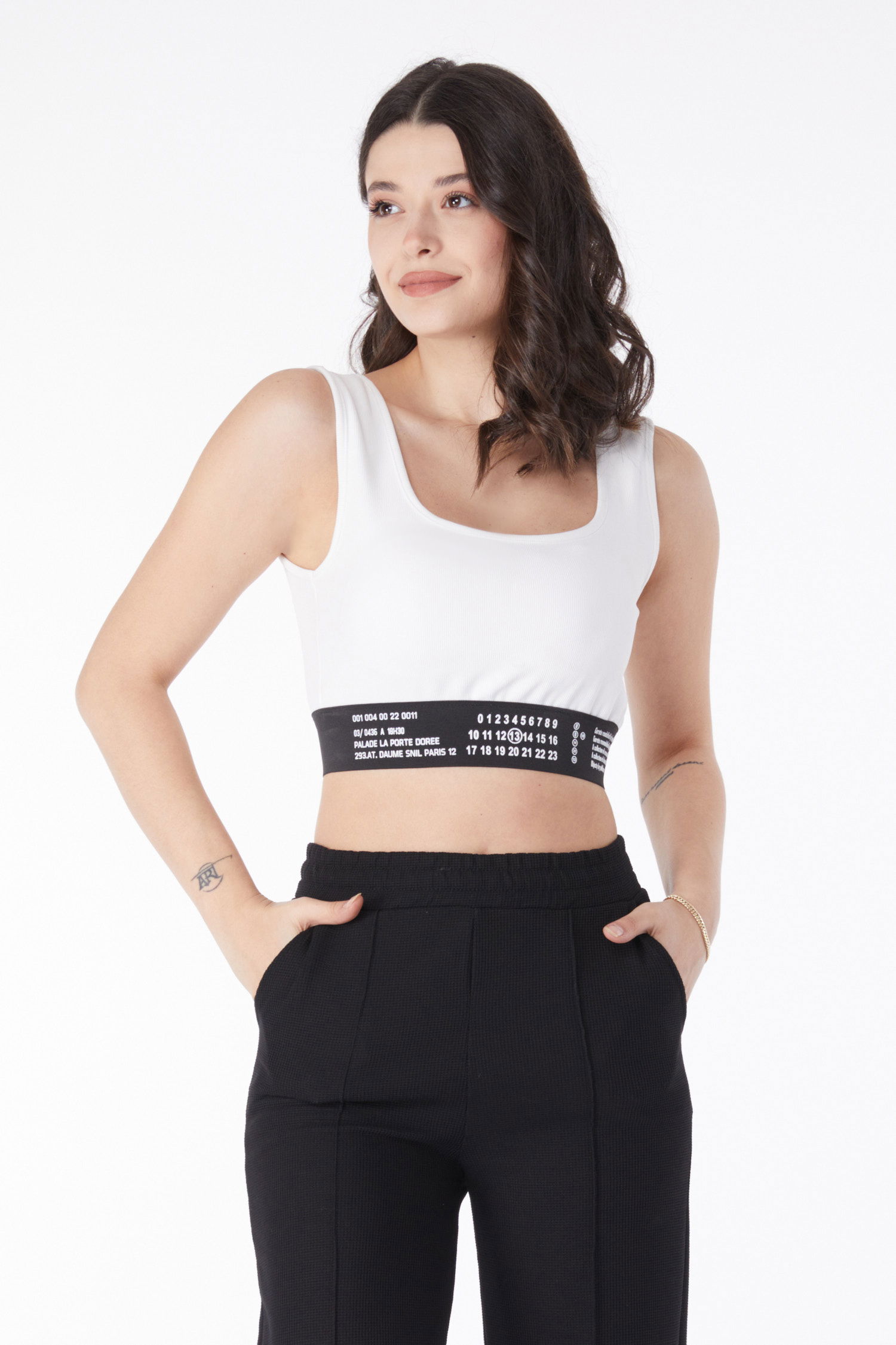Lastikli Crop Beyaz - 25232 - 2