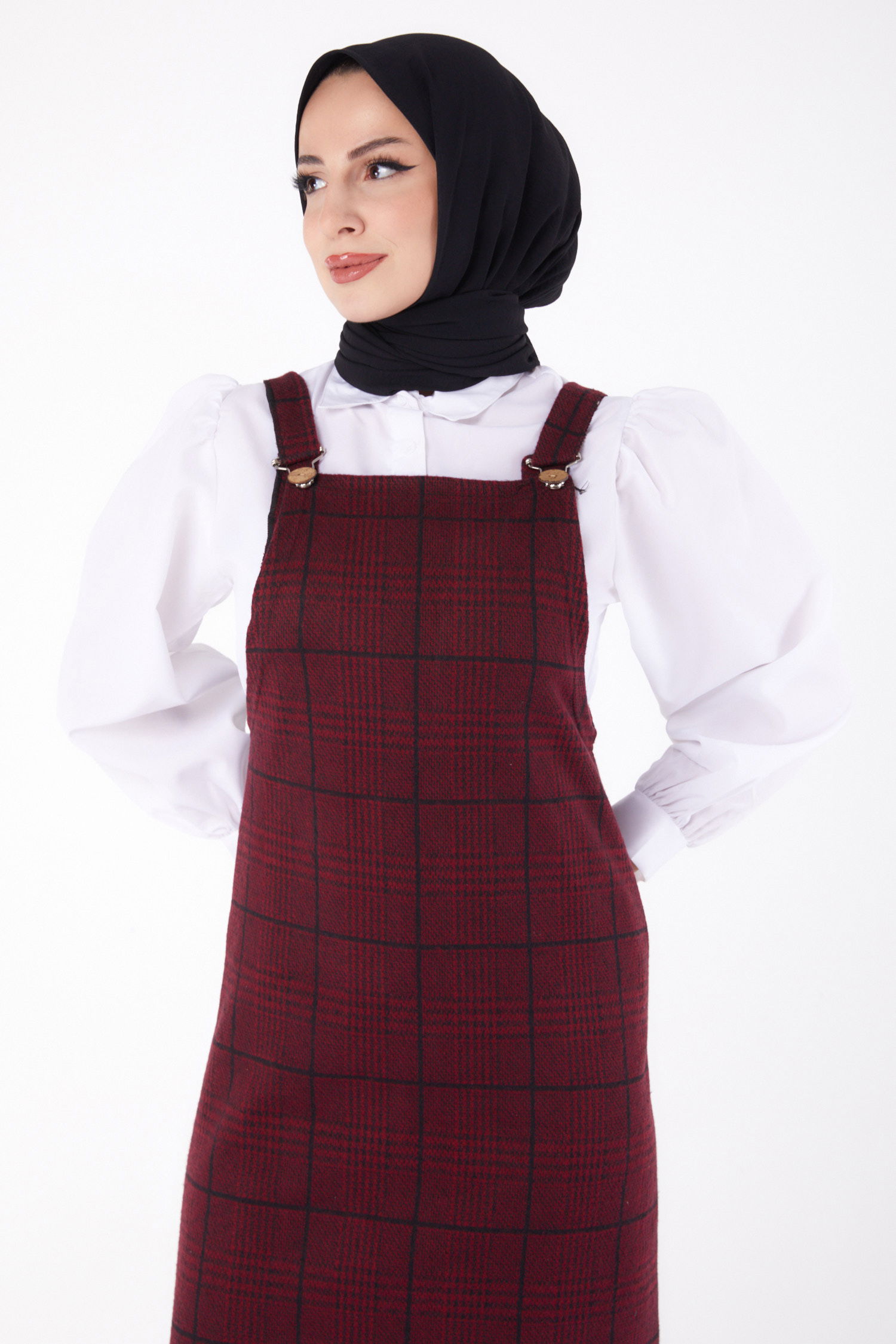 Düz Orta Kadın Bordo Askılı Salopet - 13316 - 2